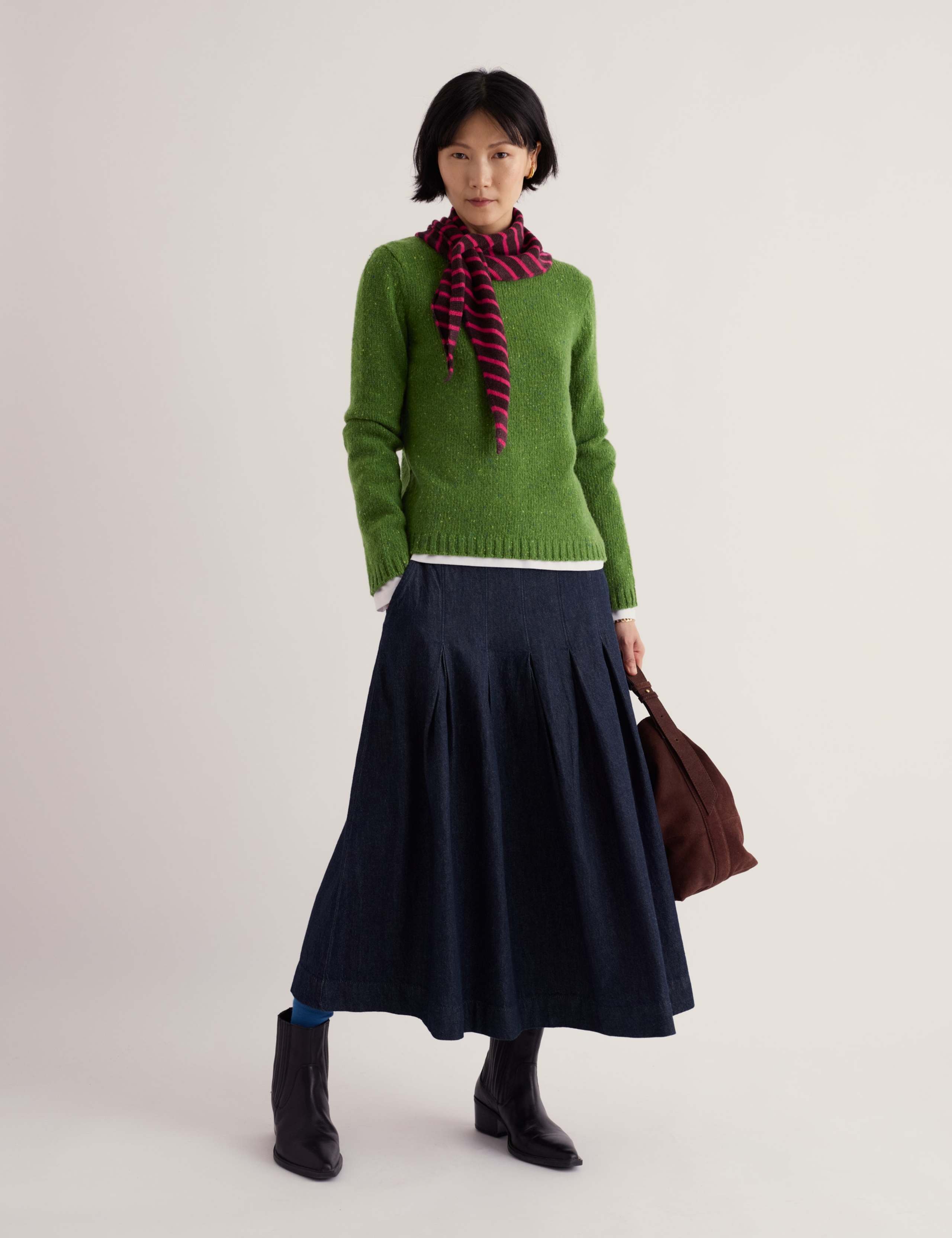Merino Wool Rich Textured Crew Neck Jumper