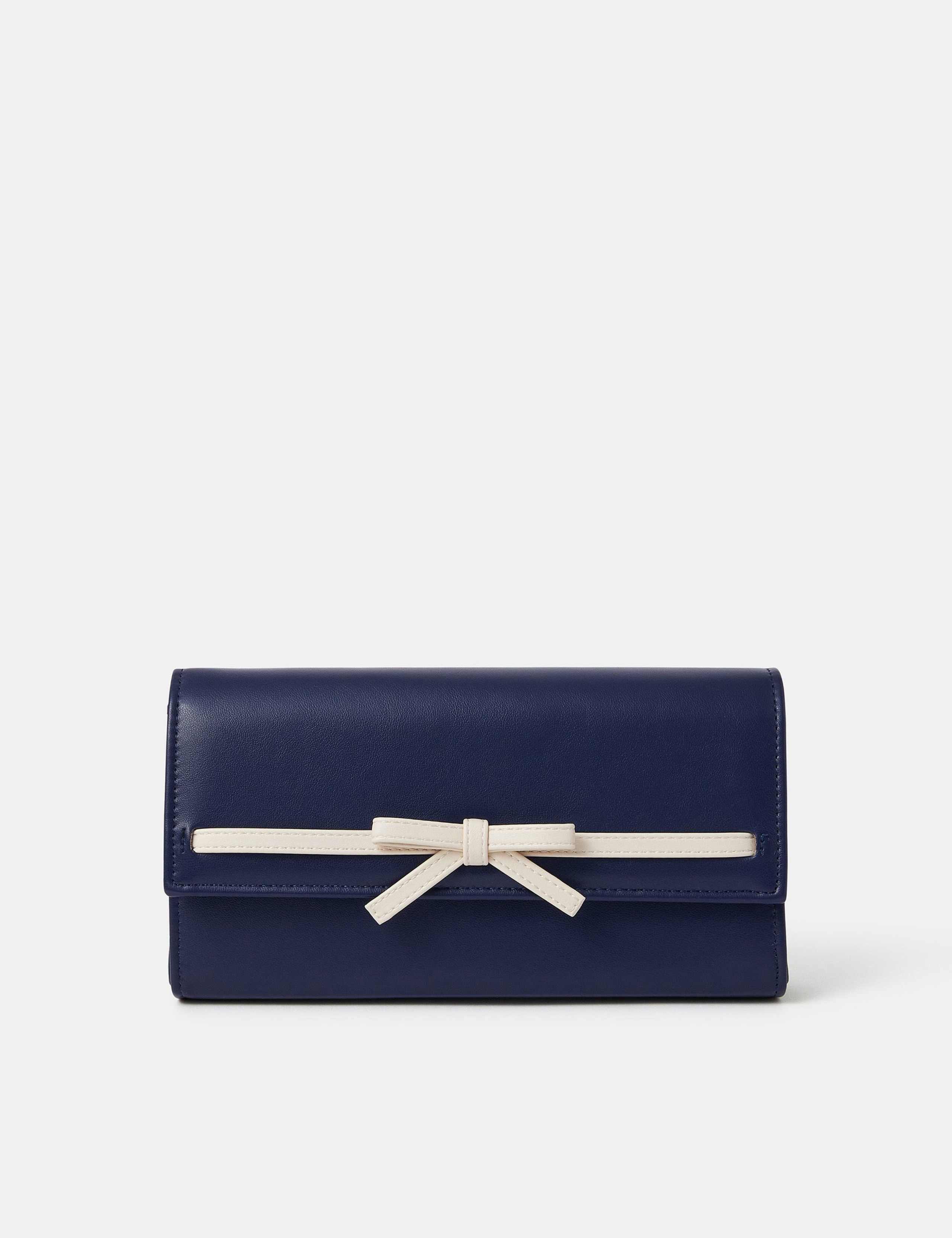 Faux Leather Bow Chain Strap Clutch Bag