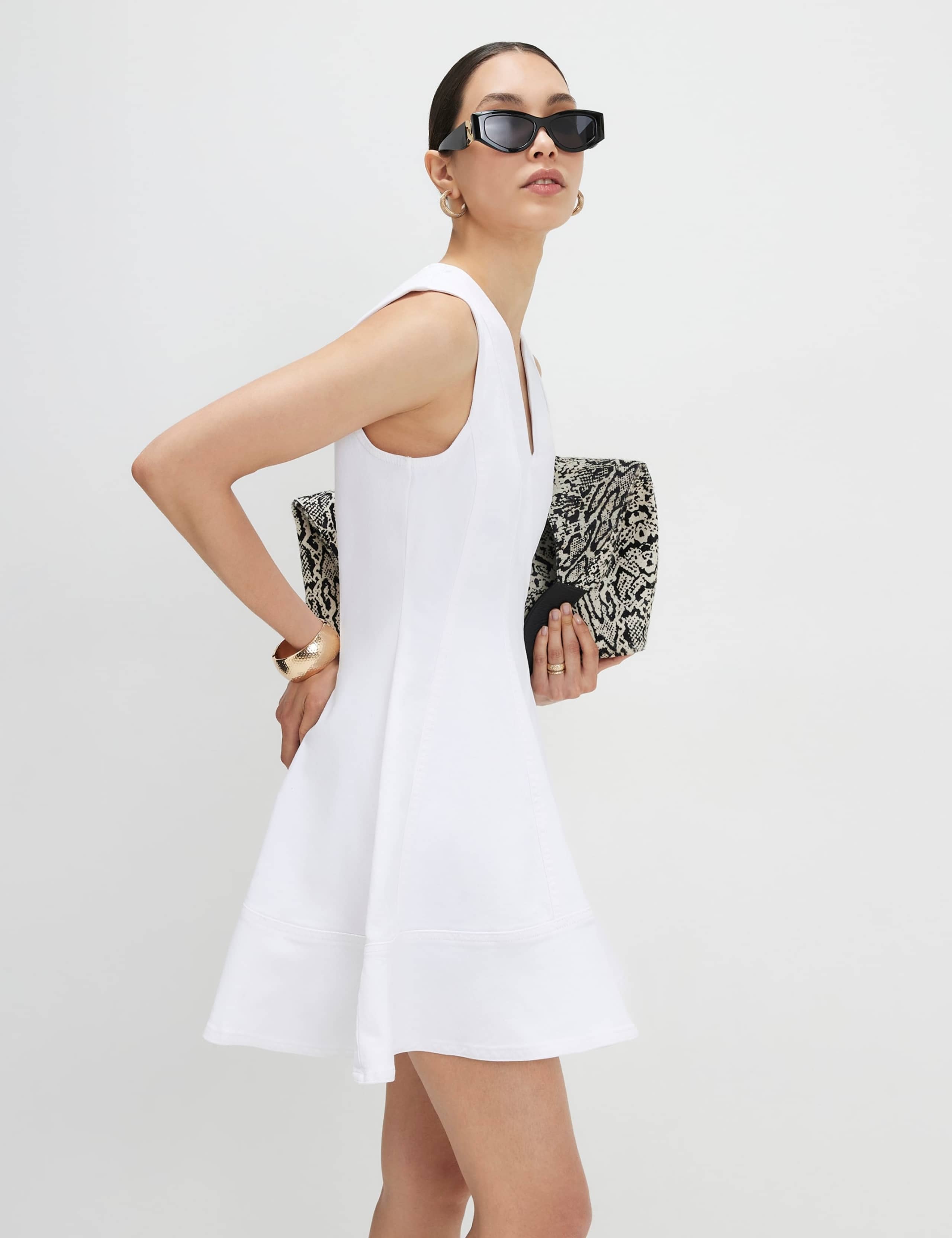 Cotton Rich V-Neck Mini Fit & Flare Dress