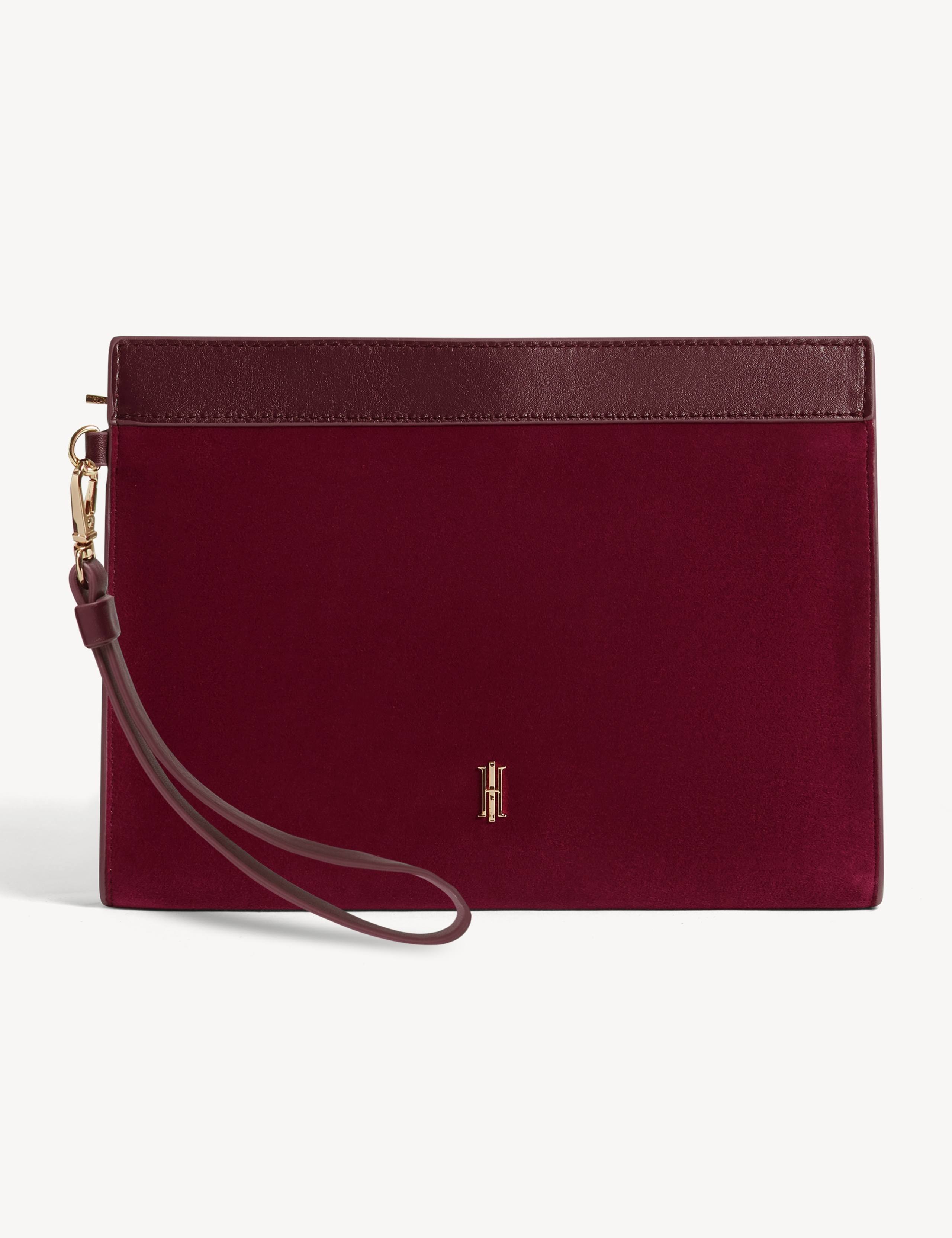 Suede Wristlet Clutch Bag