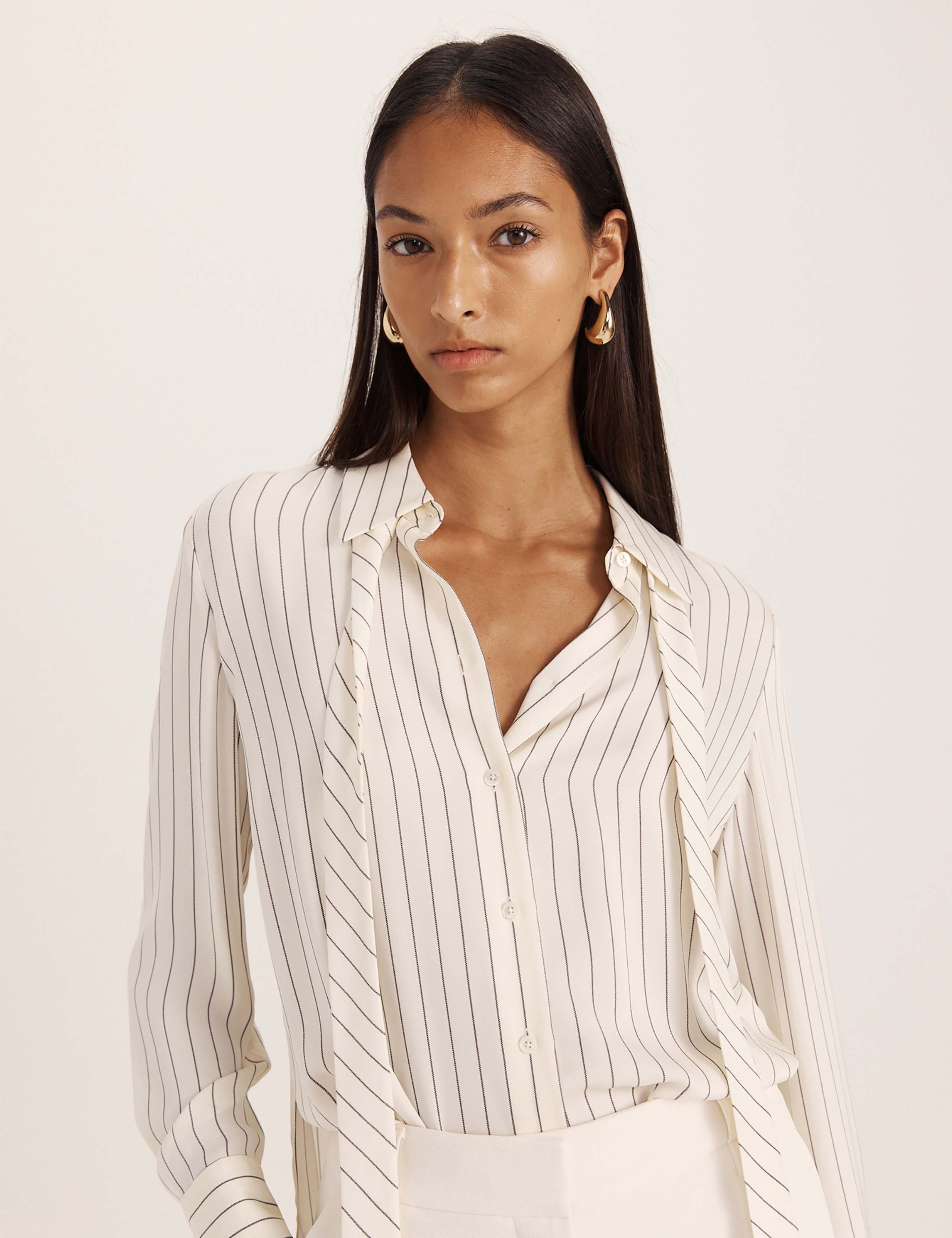 Pure Silk Neck Tie Button Front Shirt