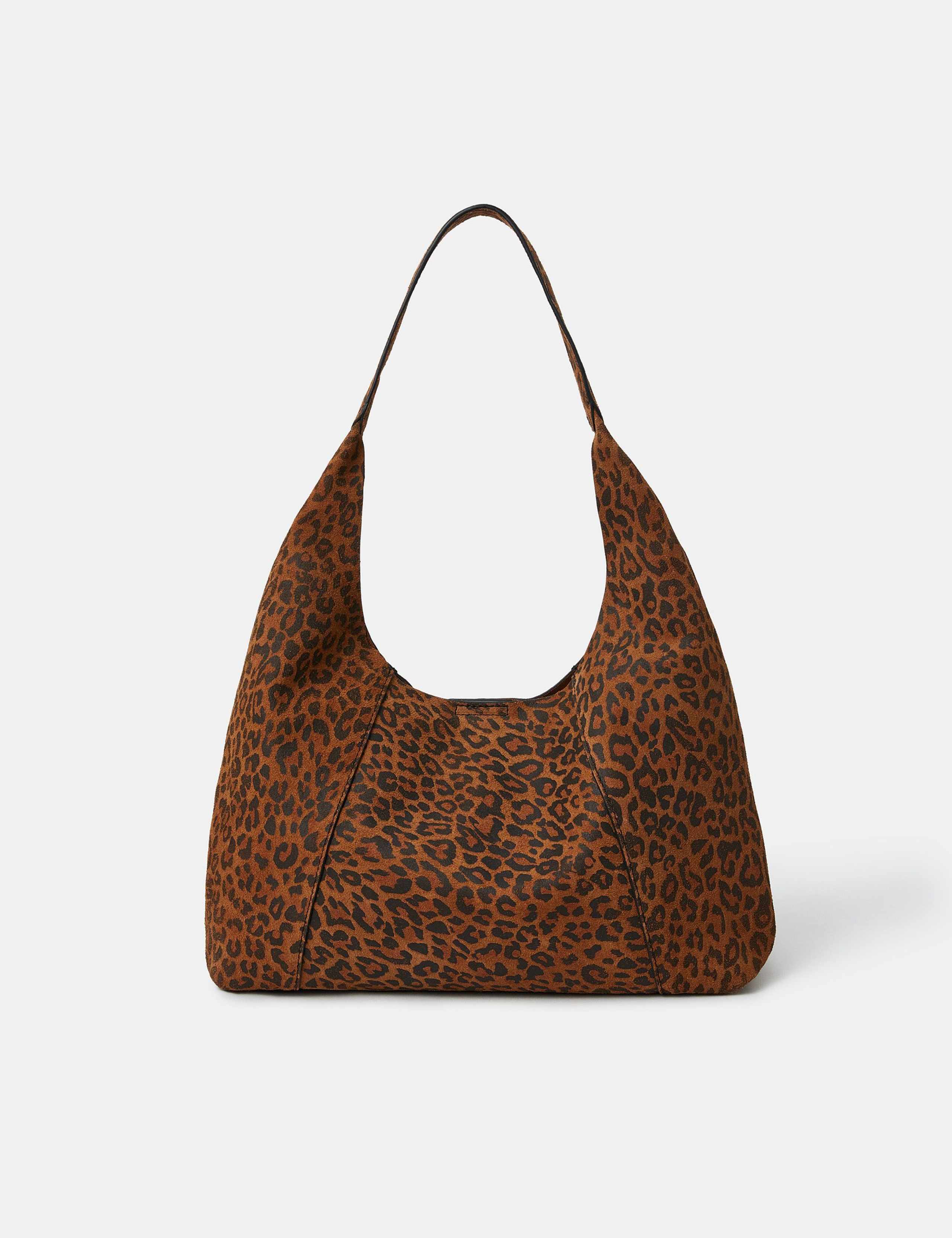 Suede Animal Print Shoulder Bag