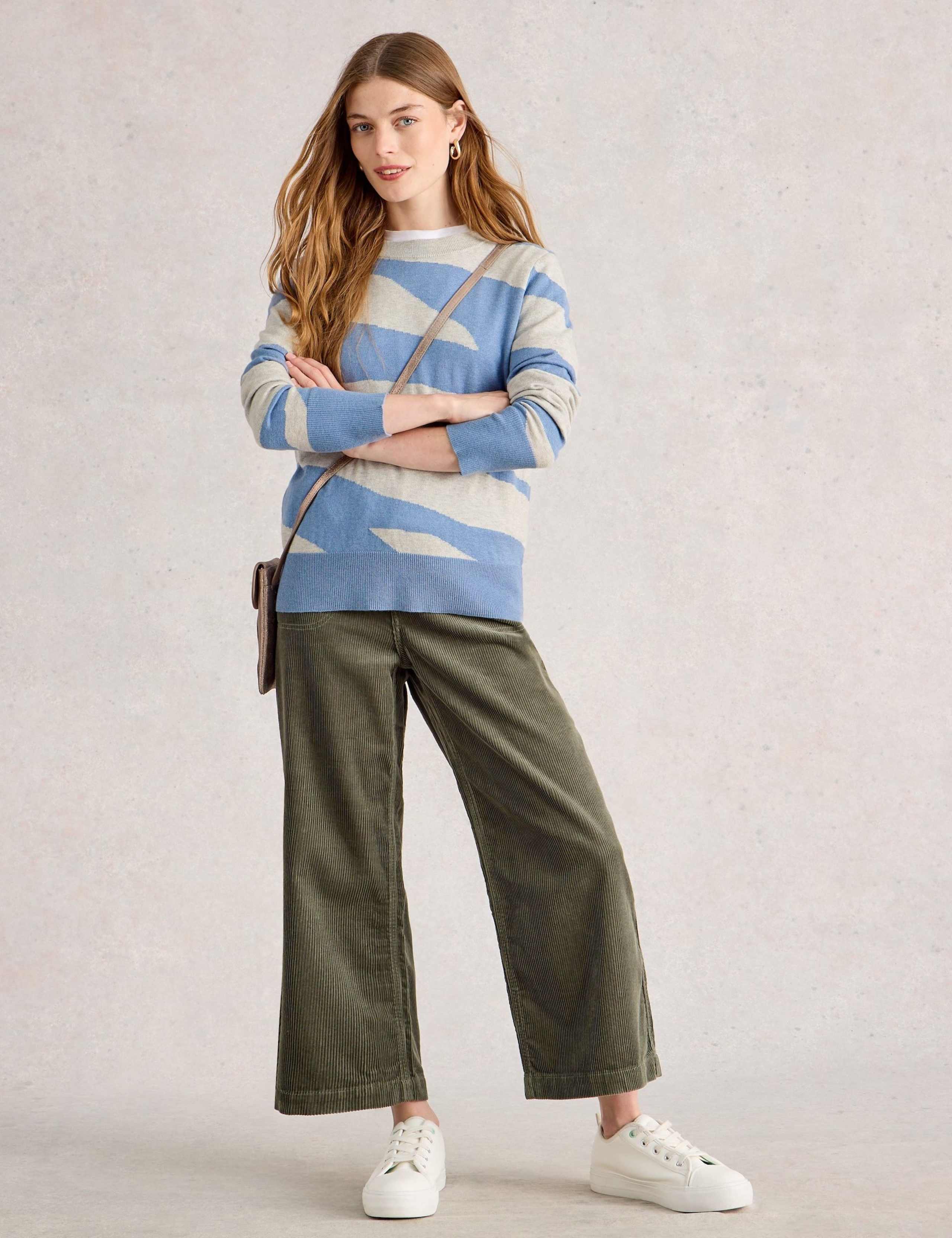 Merino Wool Blend Abstract Crew Neck Jumper