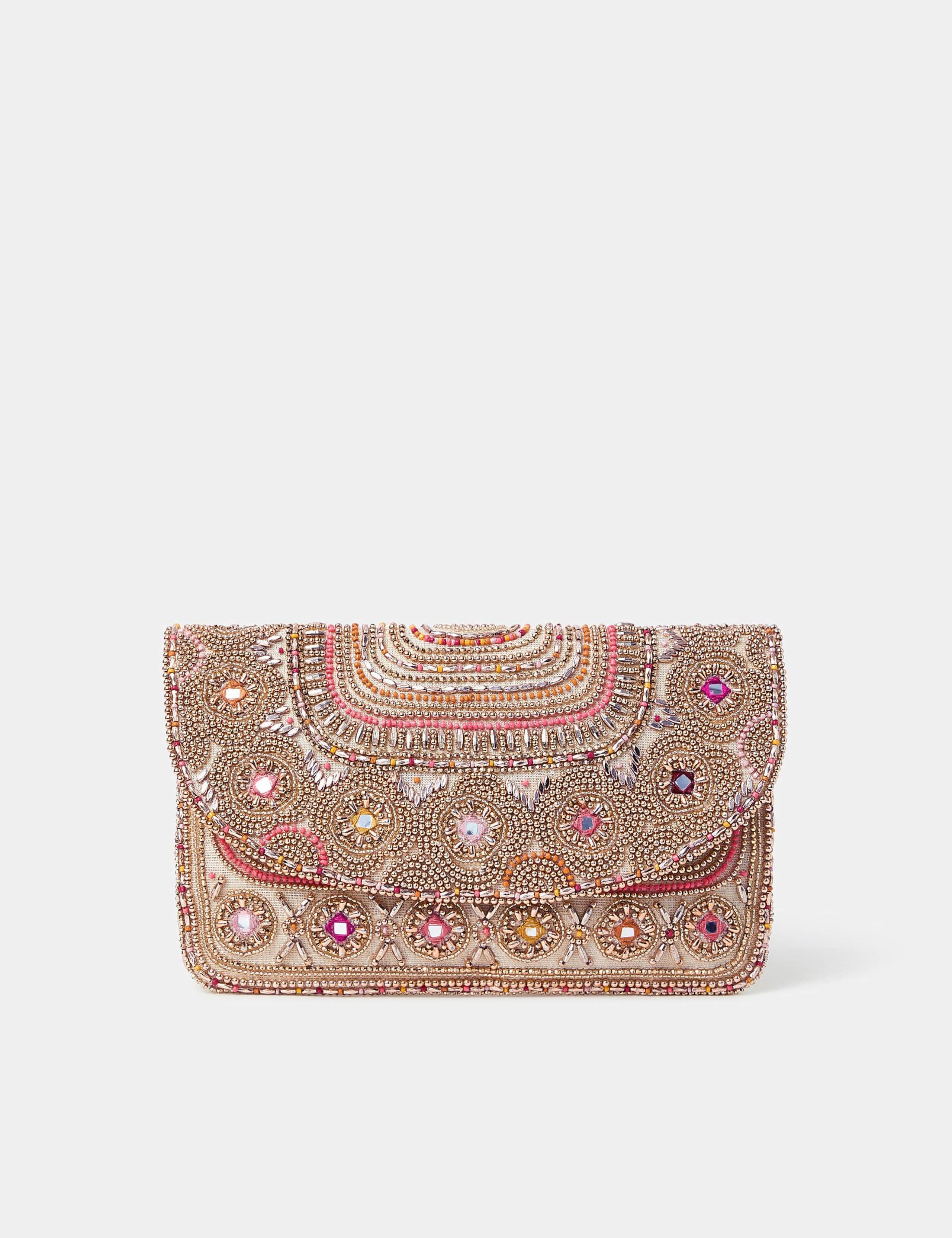 Cotton Rich Embellished Envelope Clutch Bag