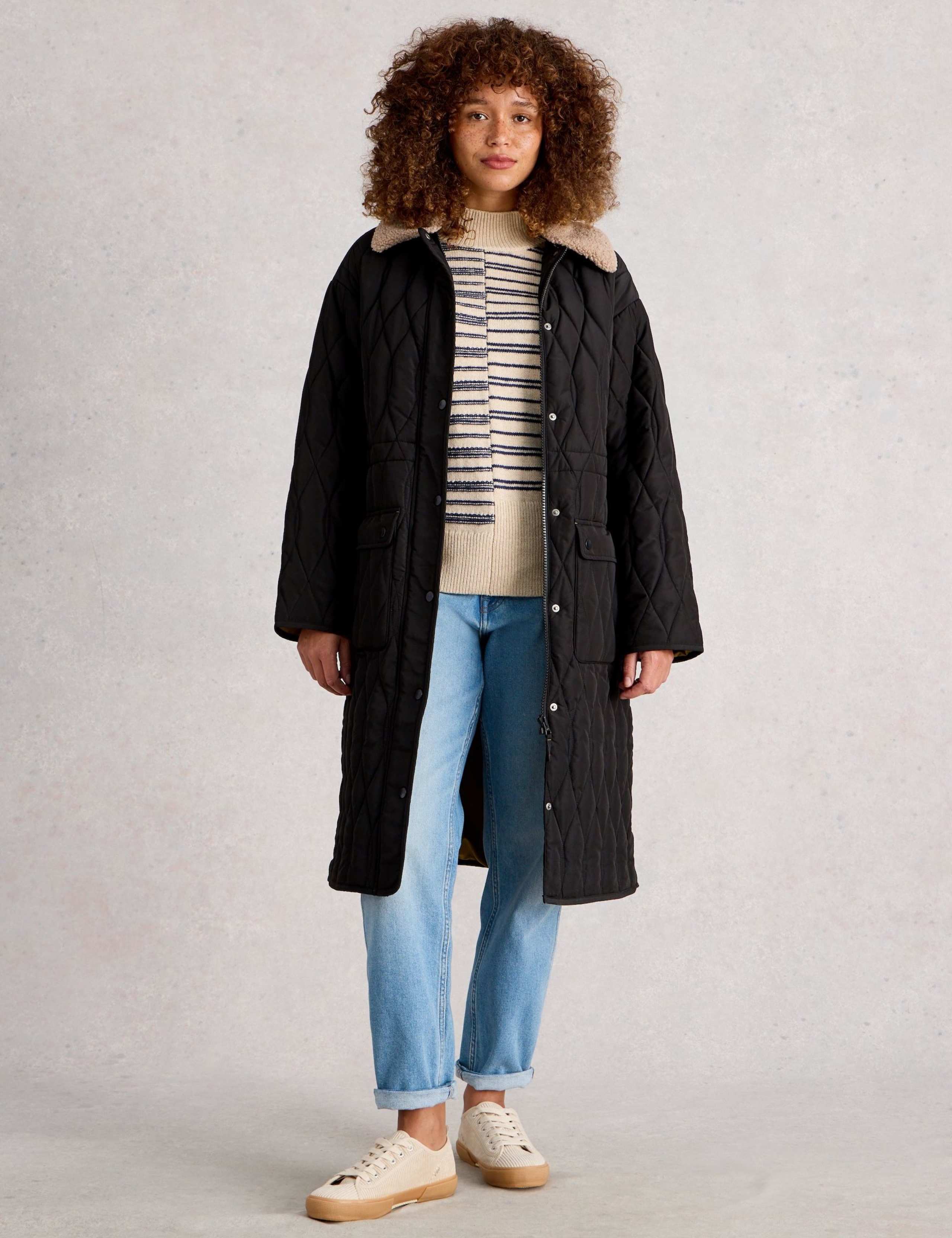 Quilted Coat With Detachable Collar