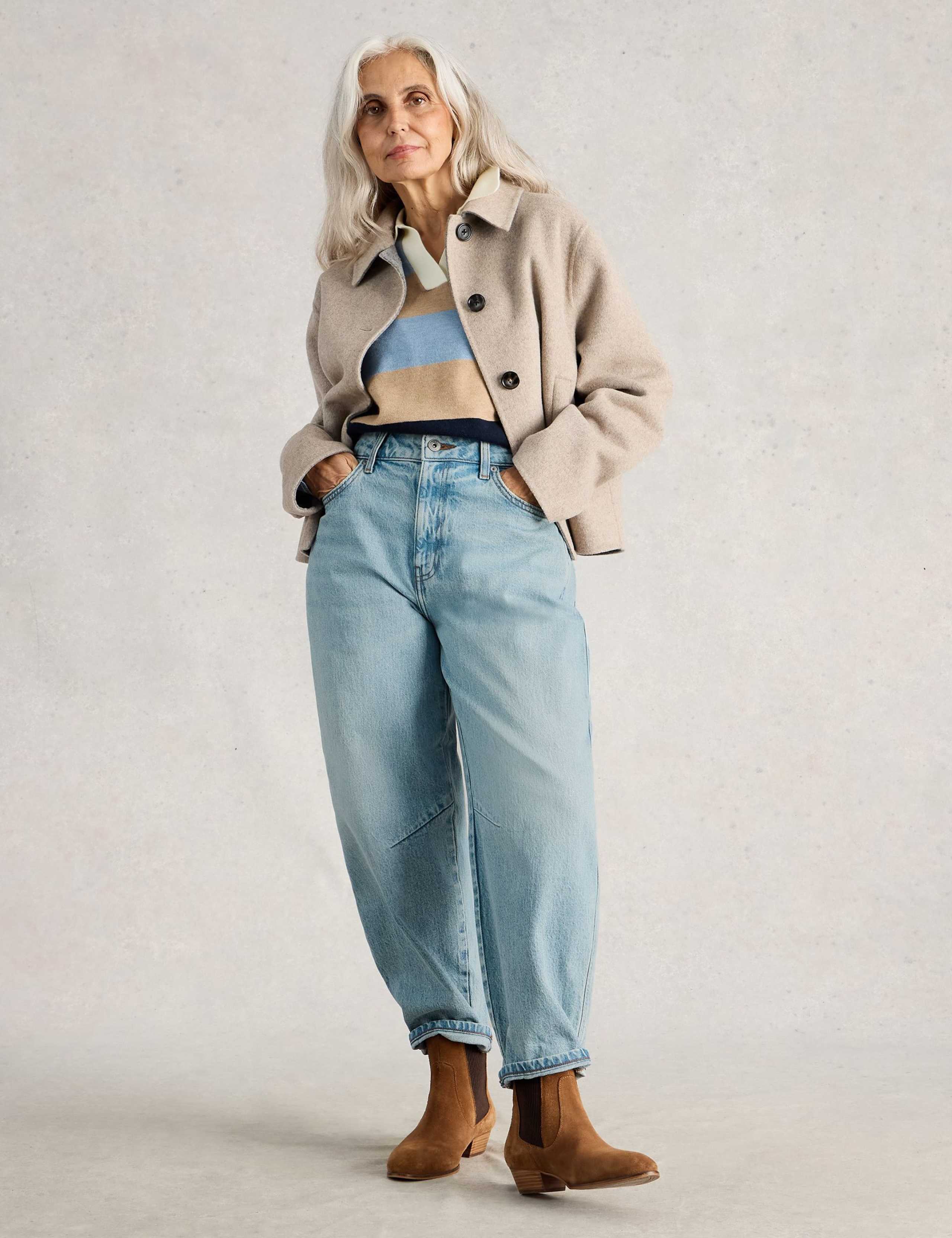 Mid Rise Barrel Ankle Grazer Jeans