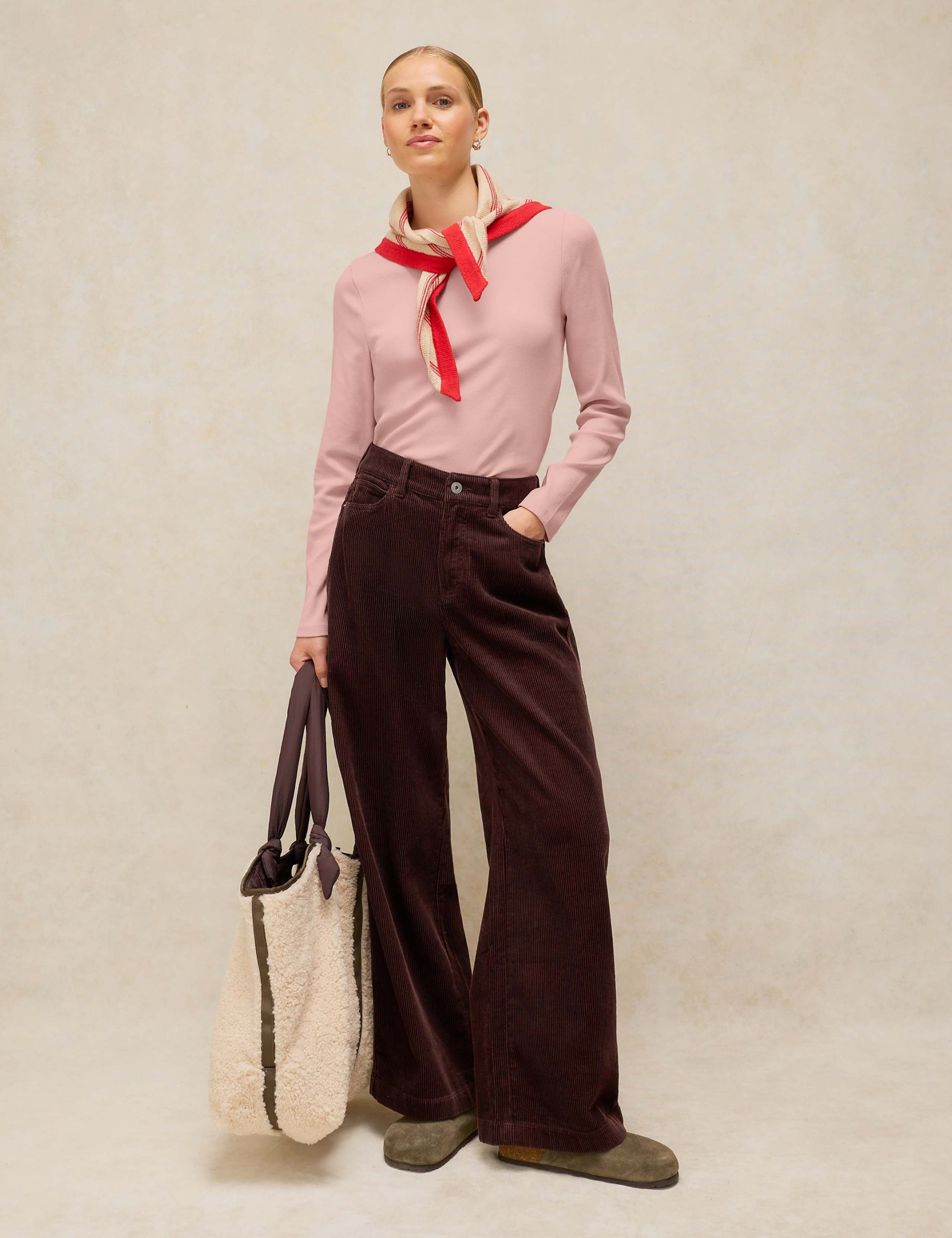 Cotton Rich Jersey Scallop Trim Ribbed Top