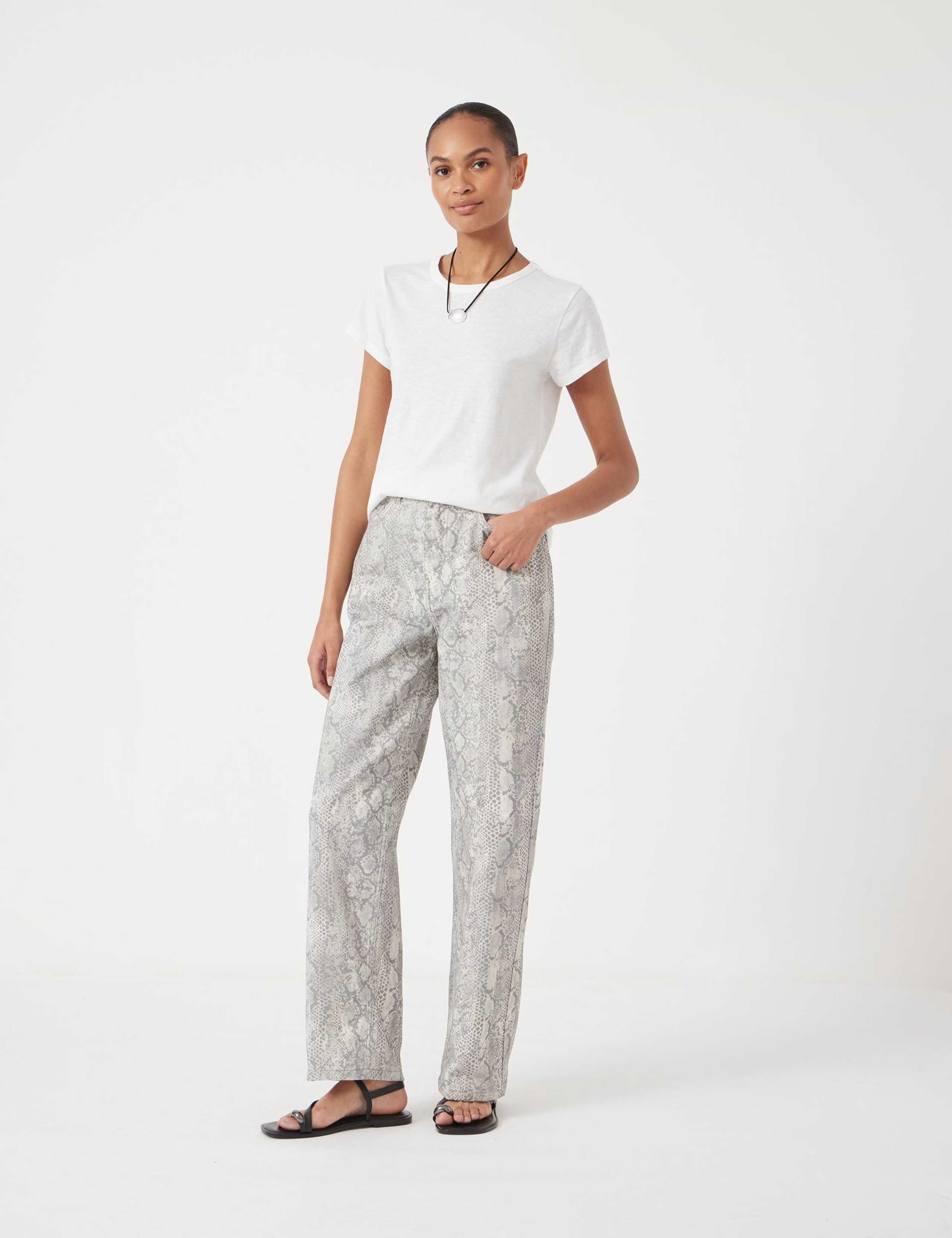 Snake Print Wide Leg Jeans