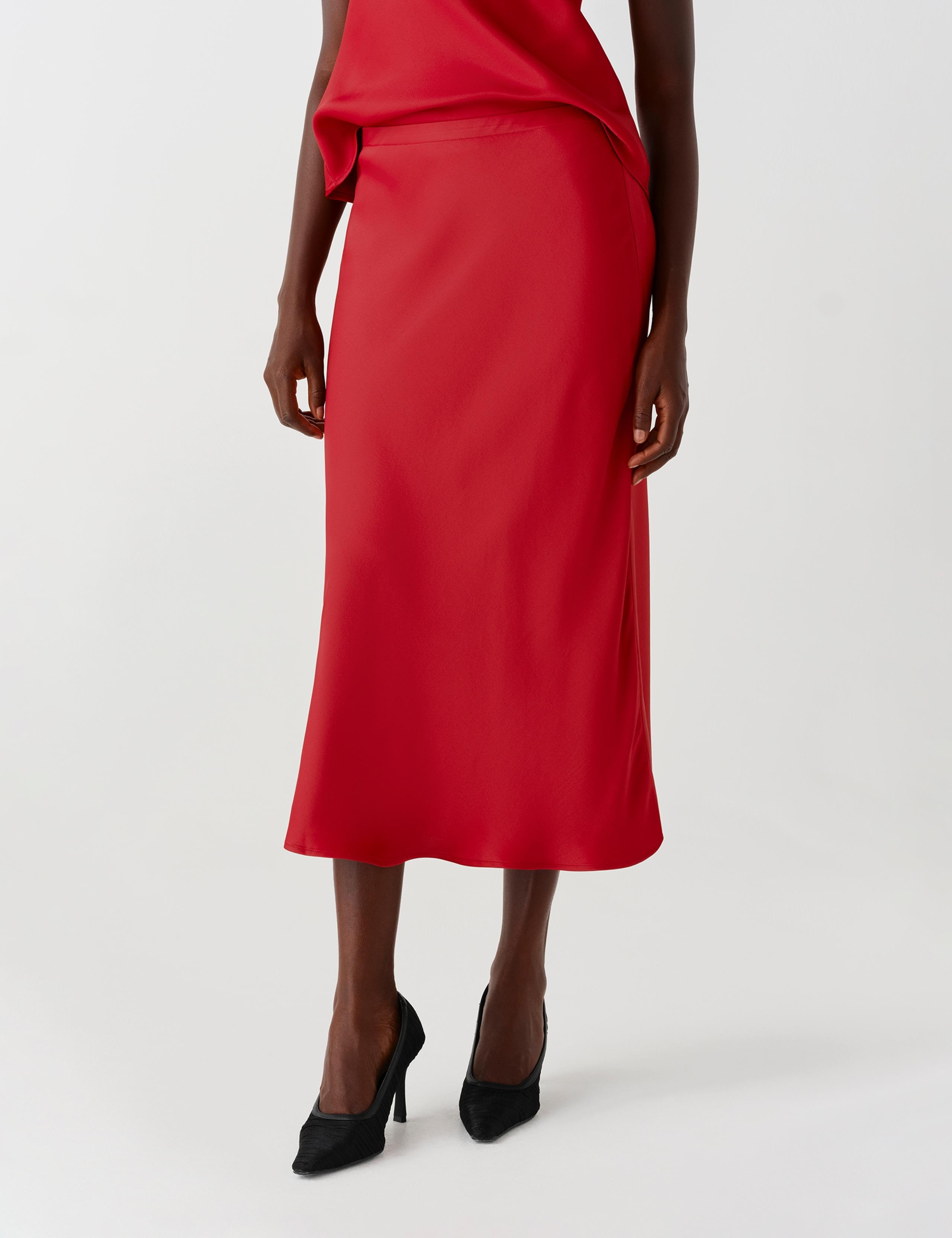 Satin Crepe Midi Slip Skirt