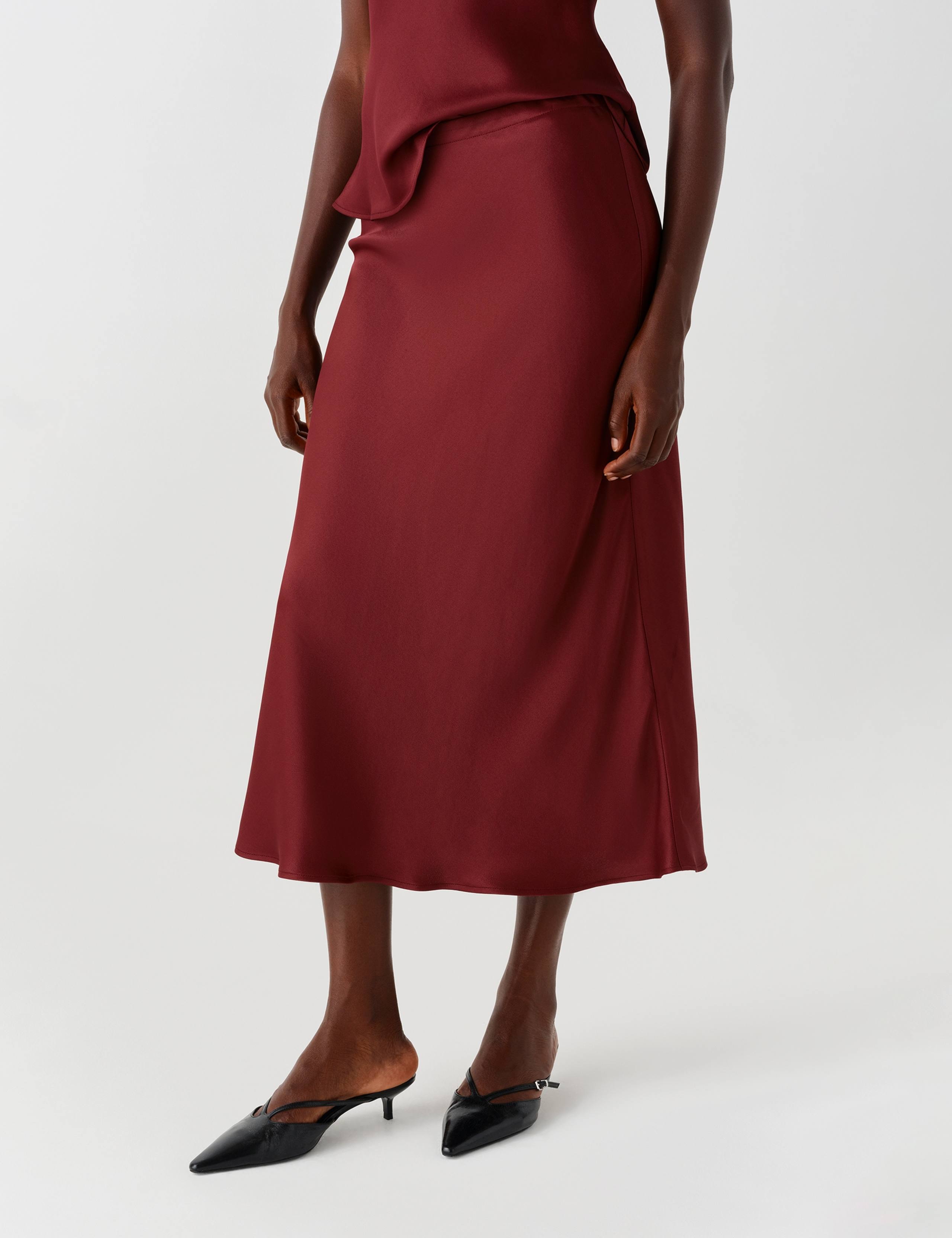 Satin Crepe Midi Slip Skirt