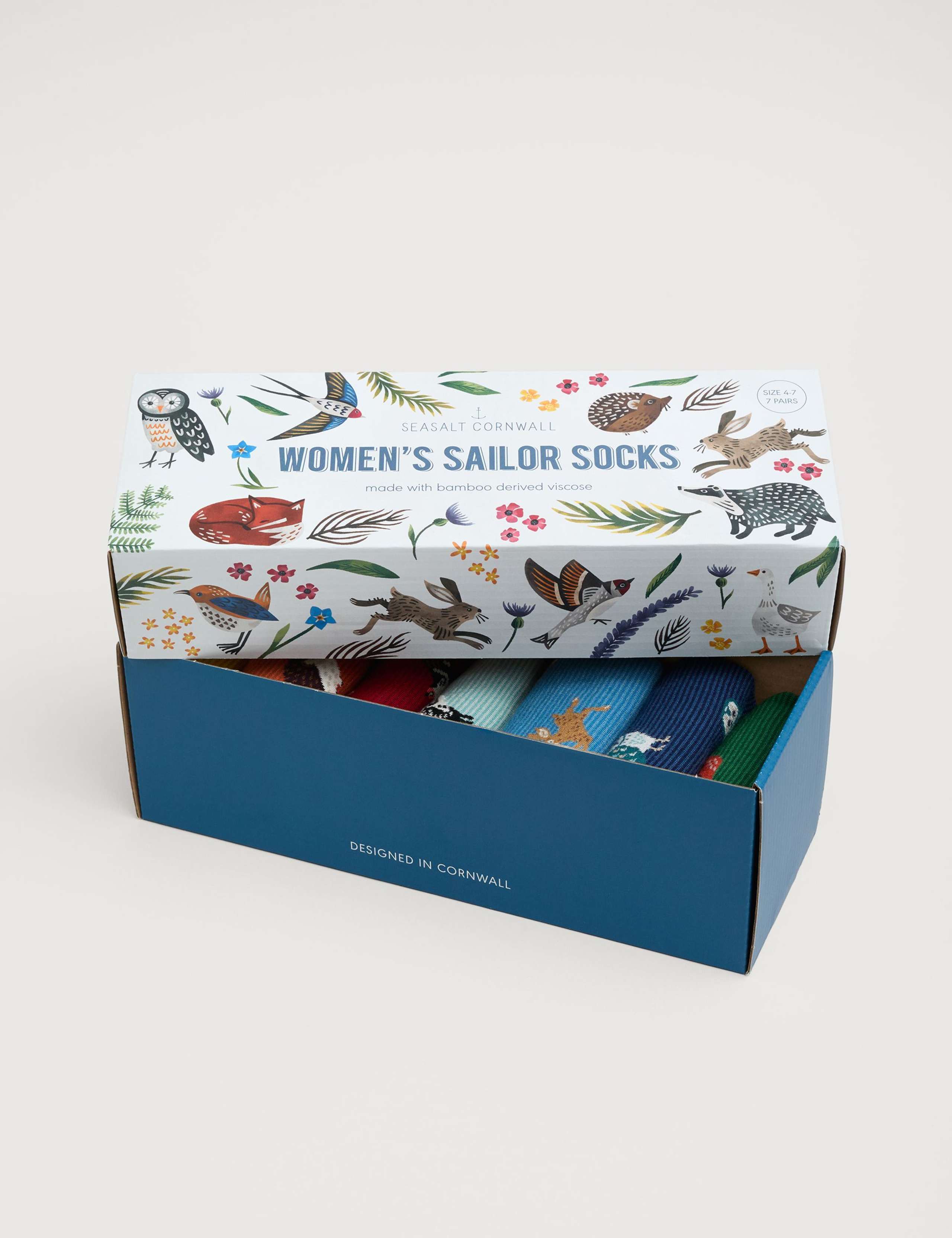 7pk Wildlife Patterned Ankle High Socks
