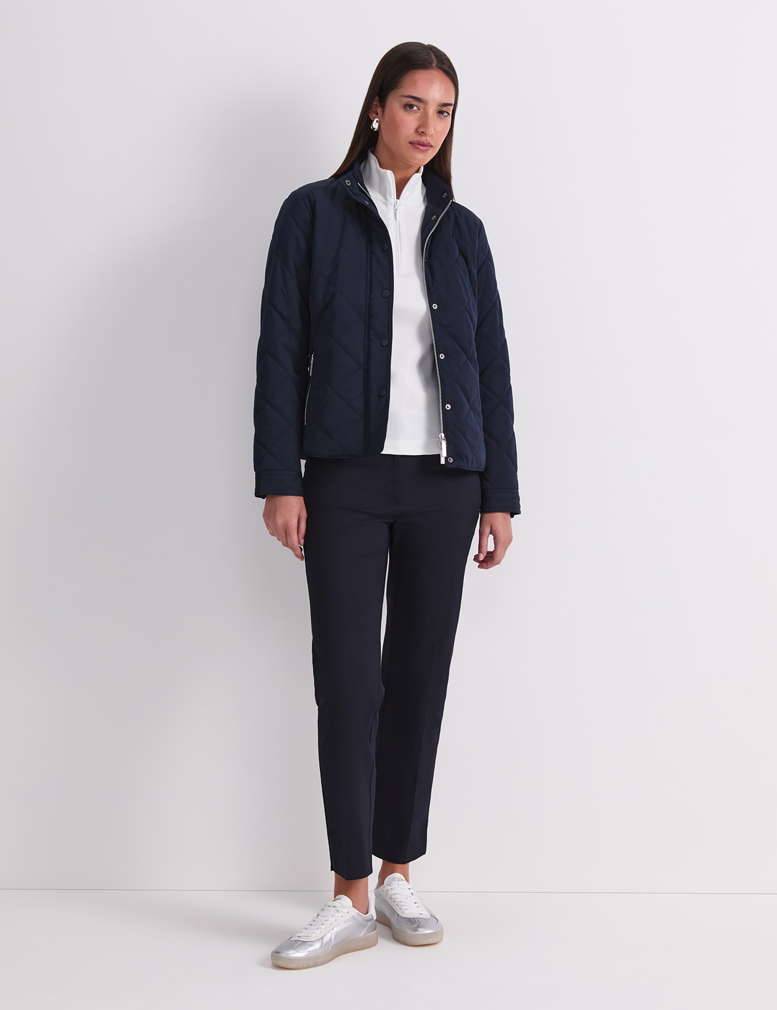 High Neck Zip Up Quilted Jacket