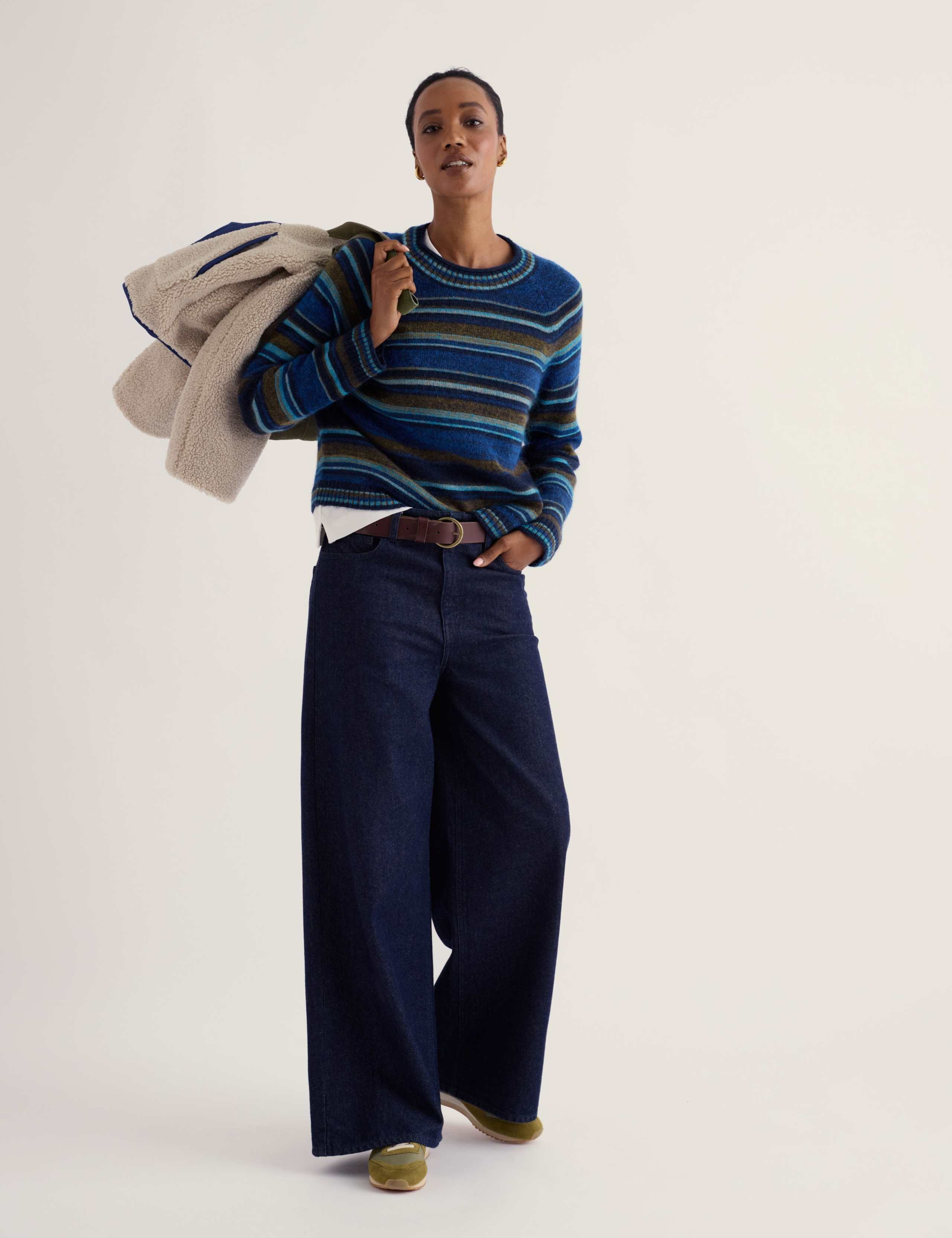 Wool Blend Striped Jumper with Mohair