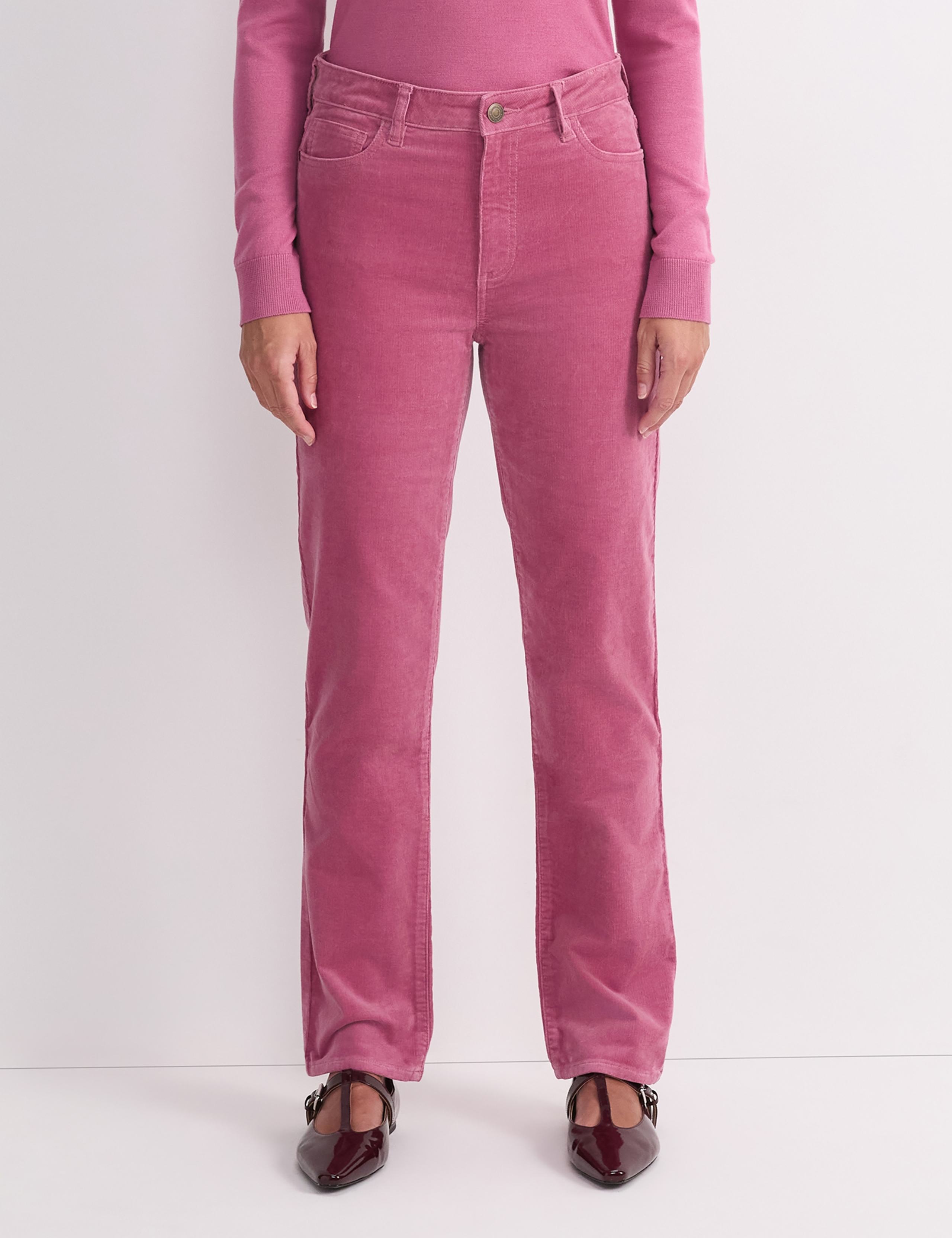 Cord High Waisted Straight Leg Jeans