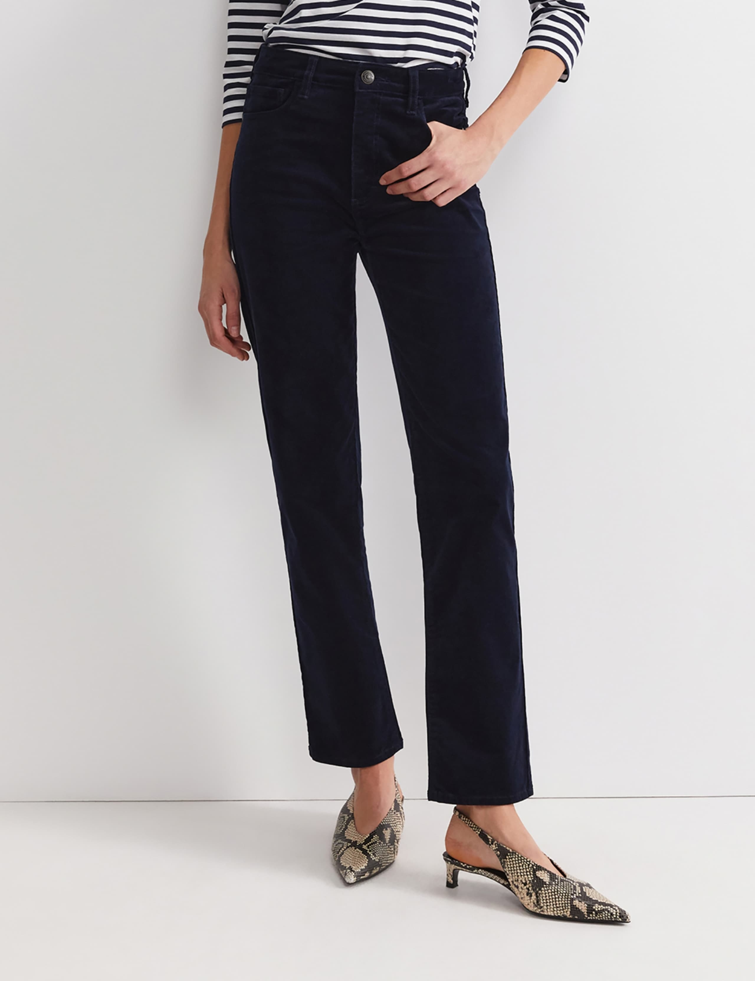 Cord High Waisted Straight Leg Jeans