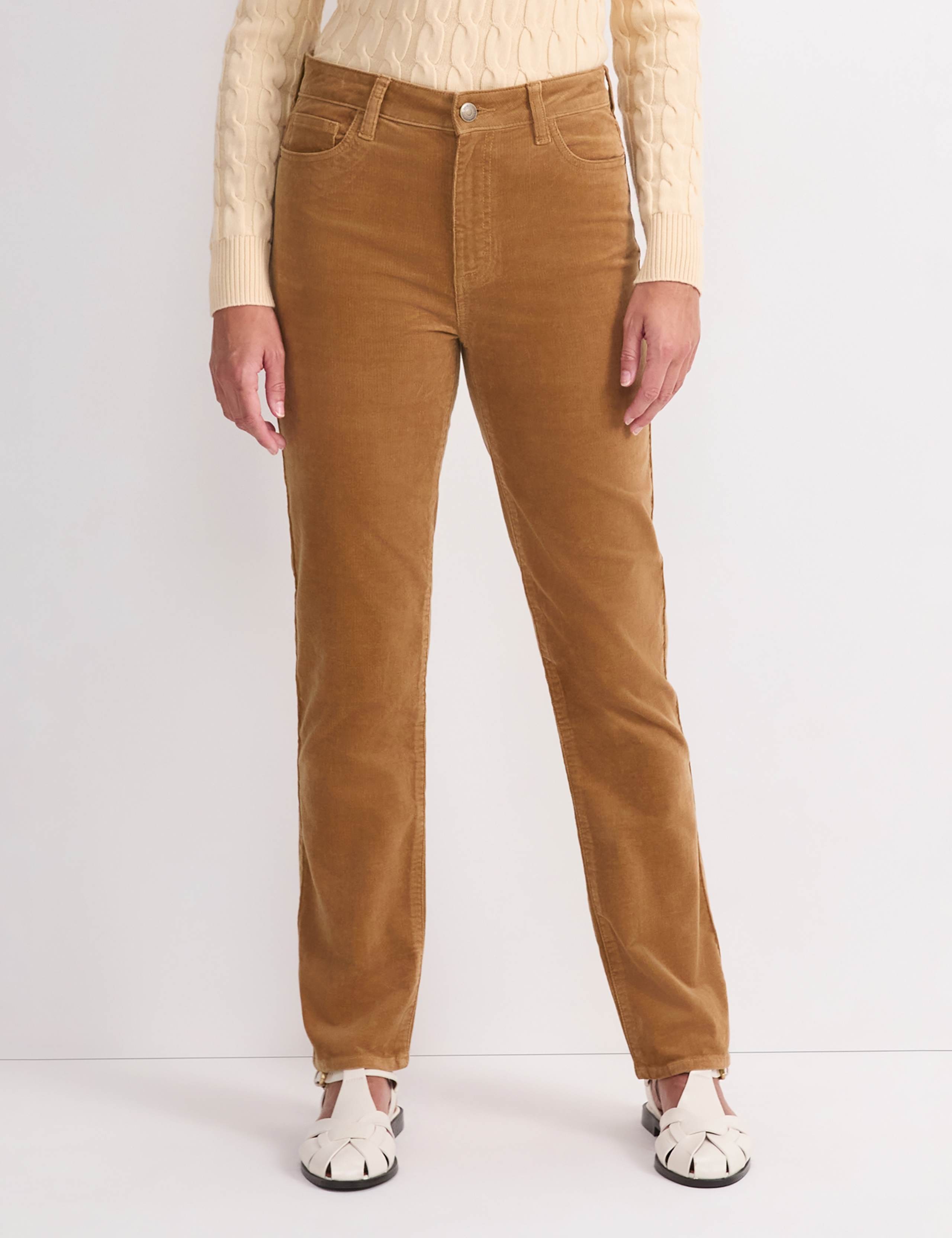 Cord High Waisted Straight Leg Jeans