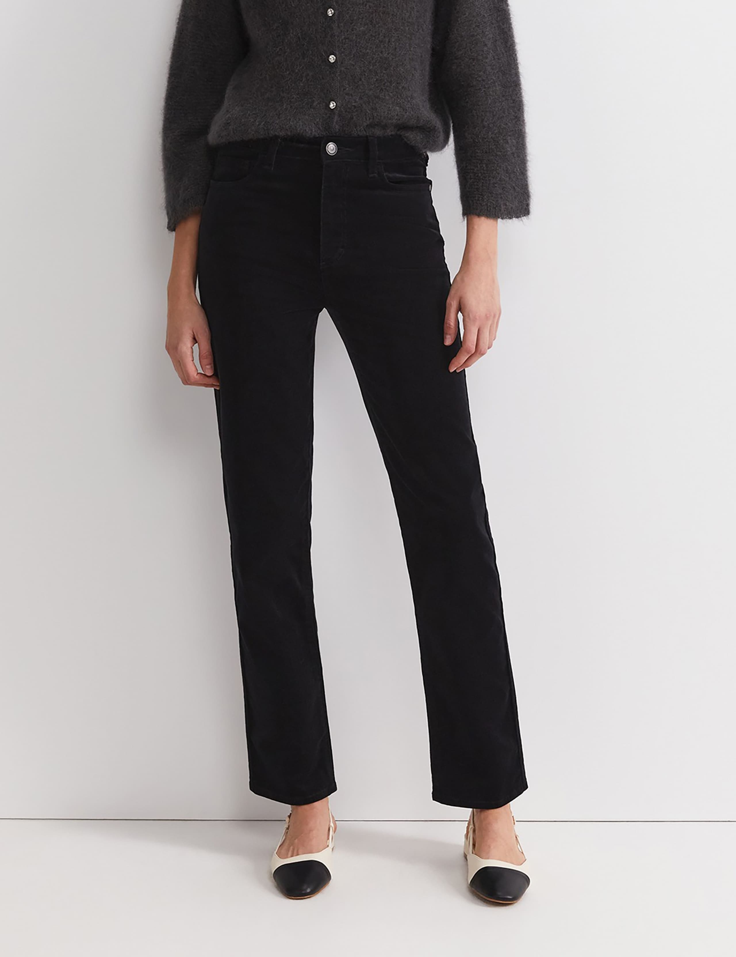 Cord High Waisted Straight Leg Jeans