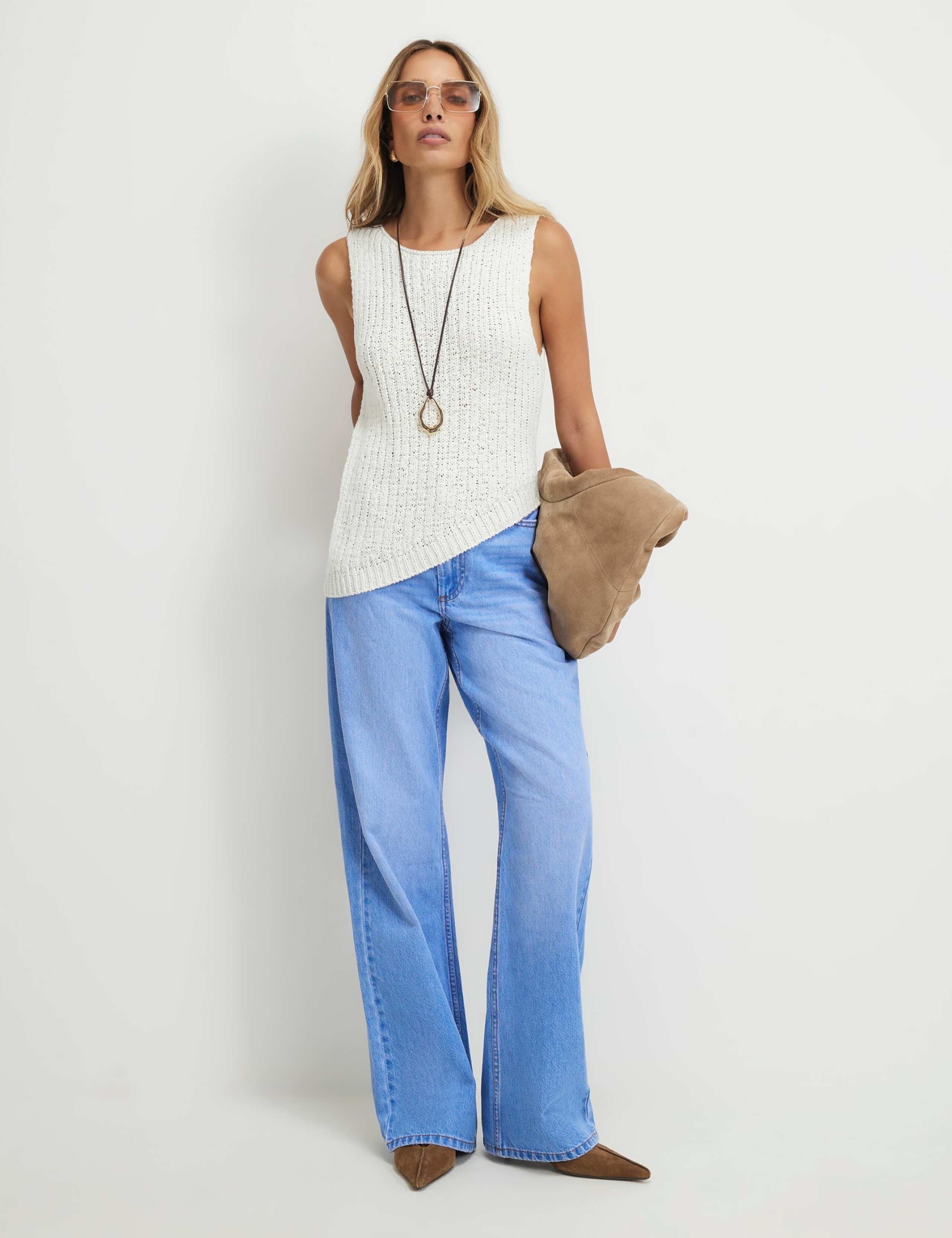 Relaxed Mid Rise Straight Leg Jeans