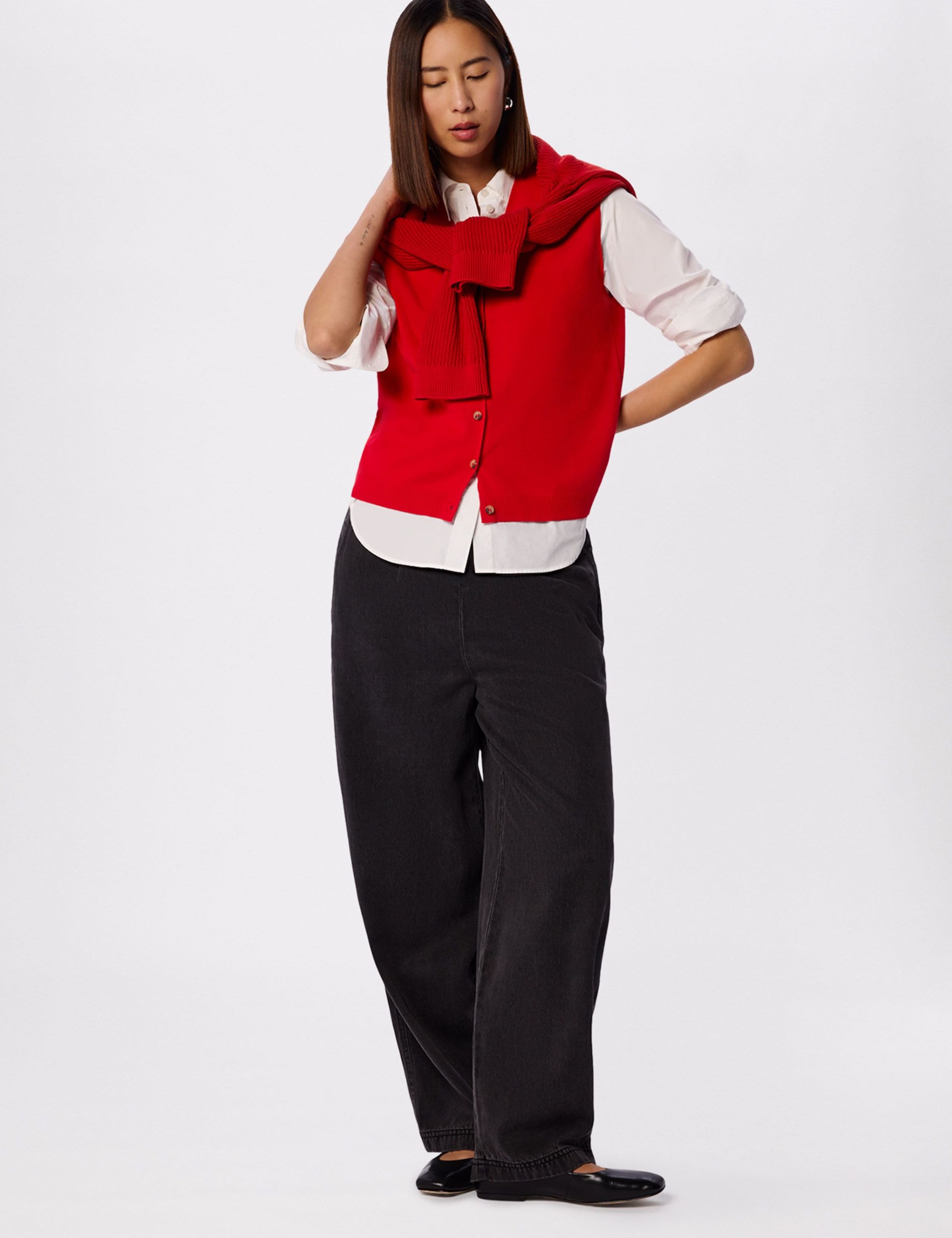 Cotton Rich V-Neck Knitted Vest