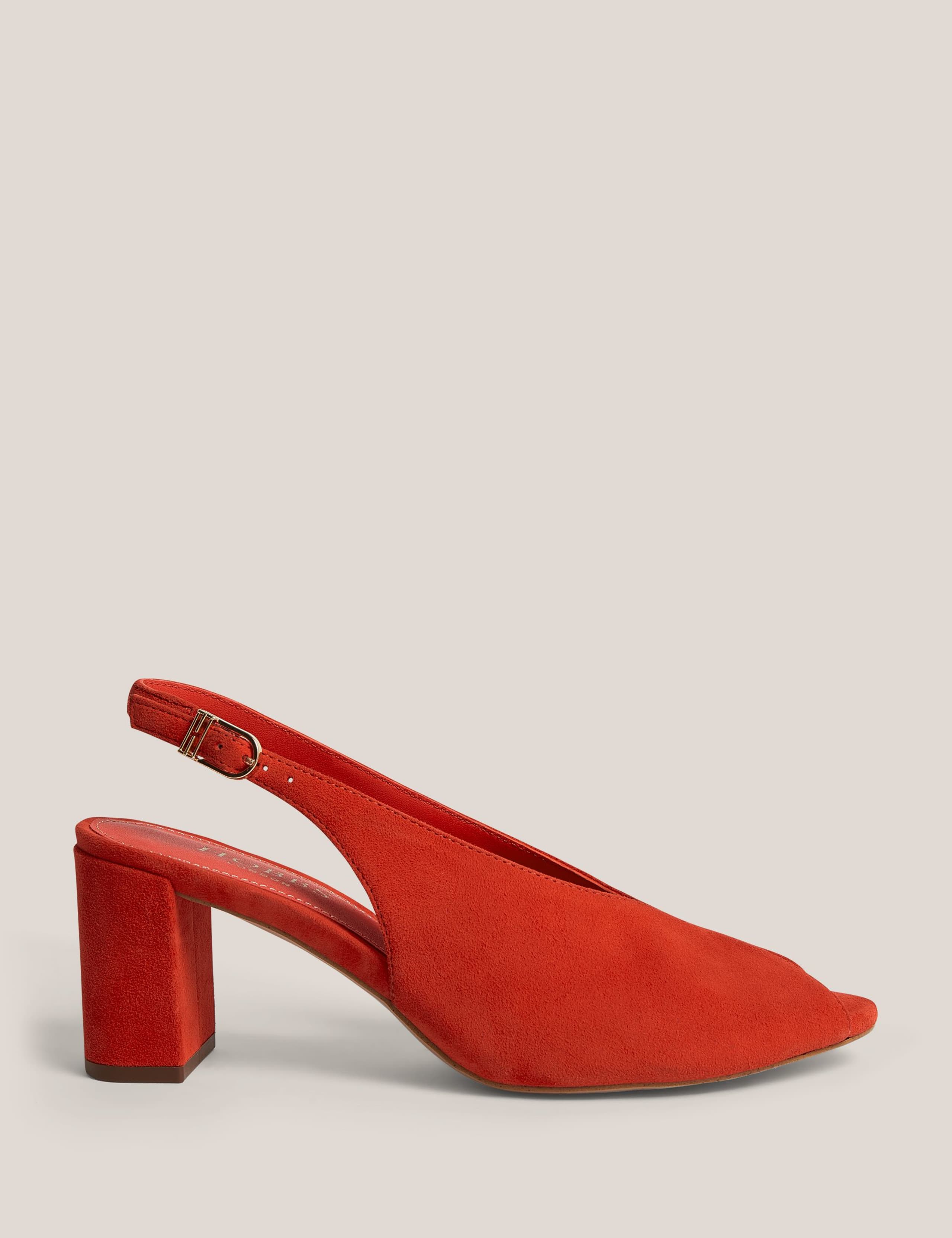 Suede Block Heel Peep Toe Slingback Sandals
