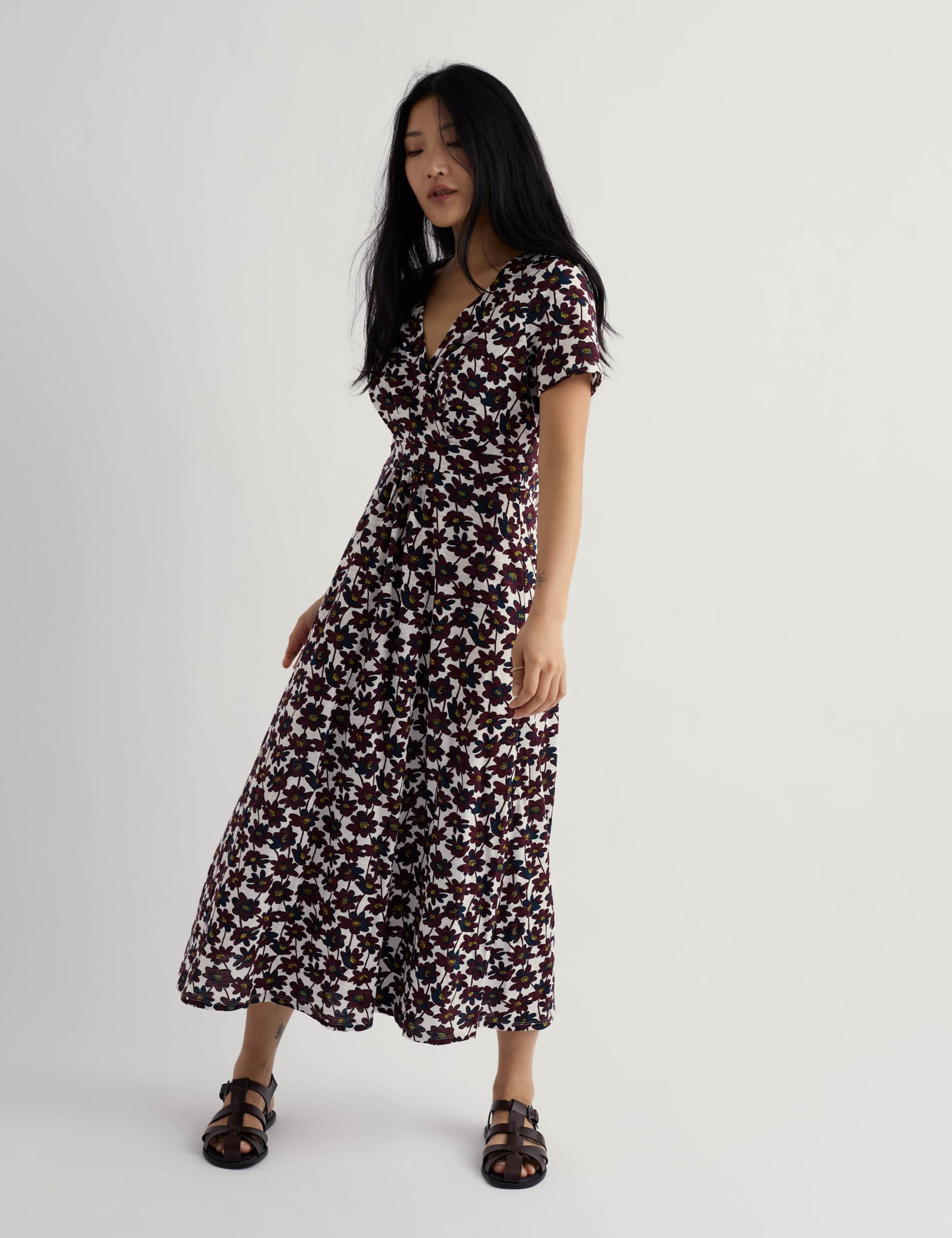 Pure Cotton Jersey Floral Midi Dress
