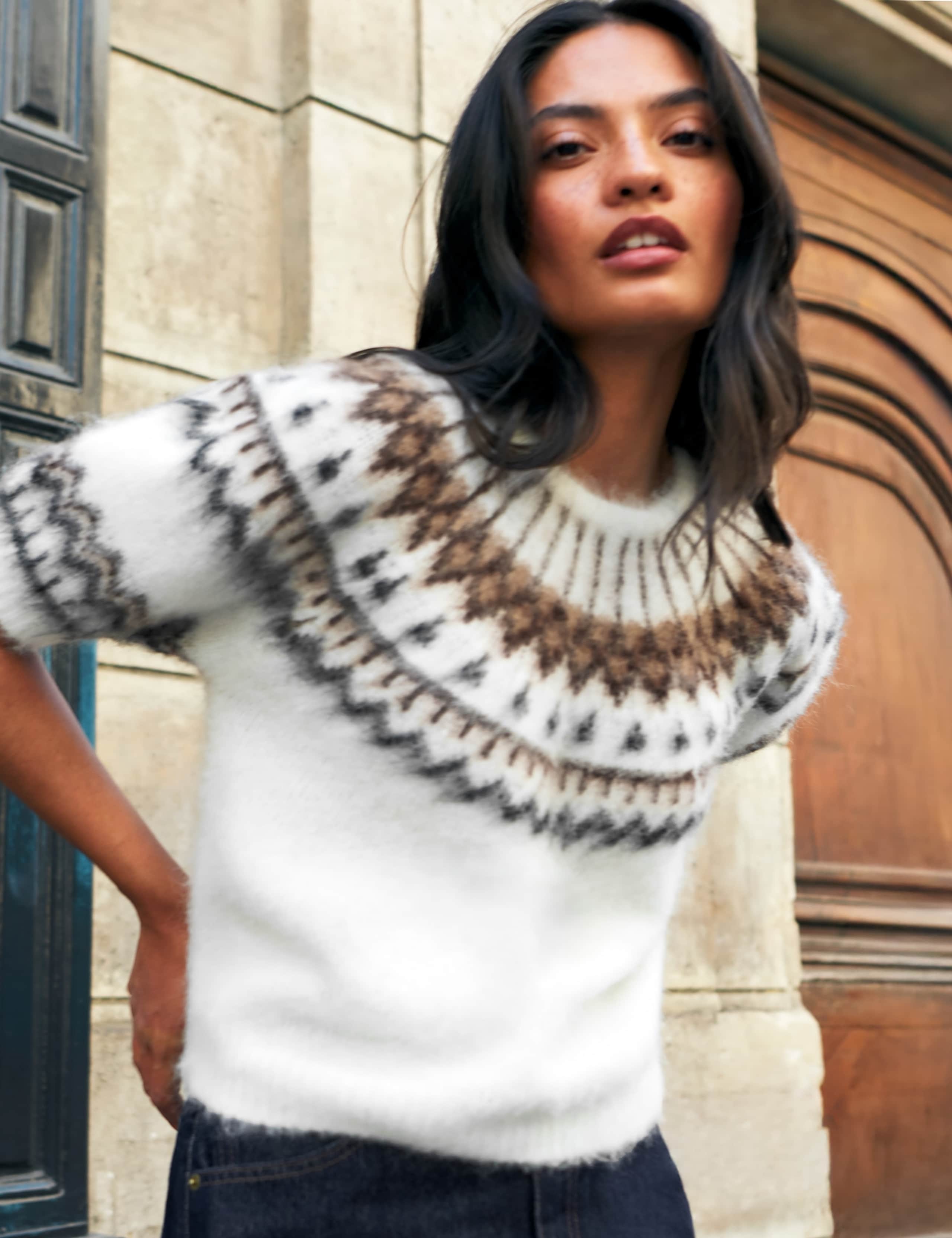 Wool Blend Fair Isle Round Neck Jumper
