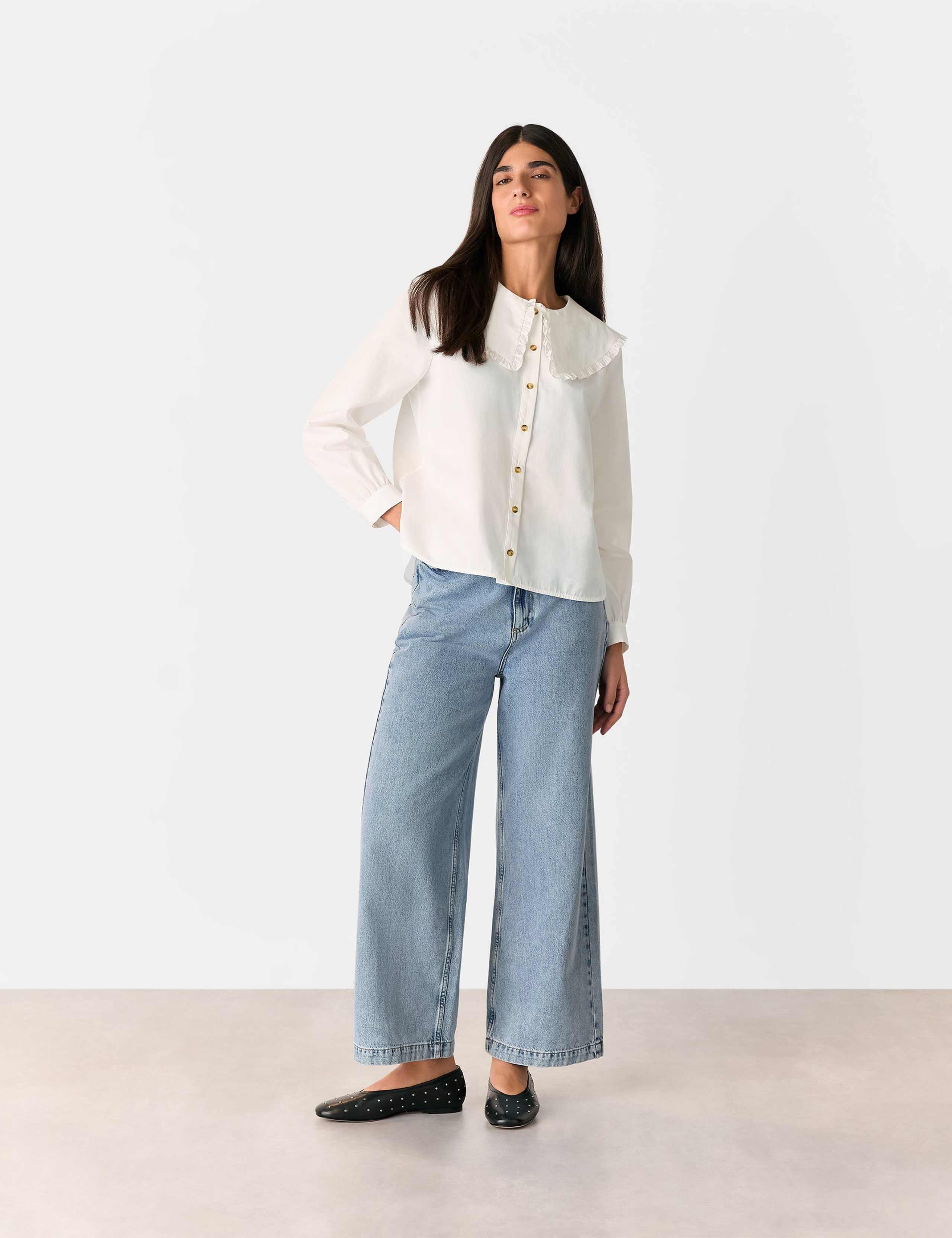 Pure Cotton Oversized Collared Blouse
