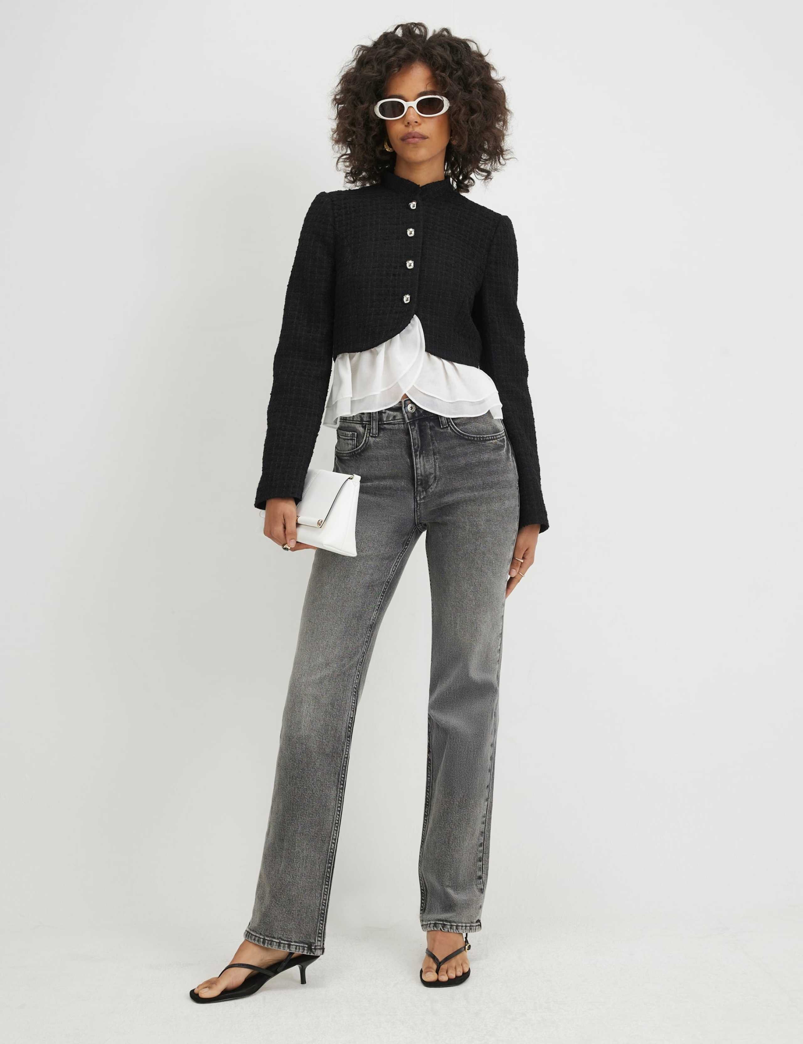 Mid Rise Straight Leg Jeans
