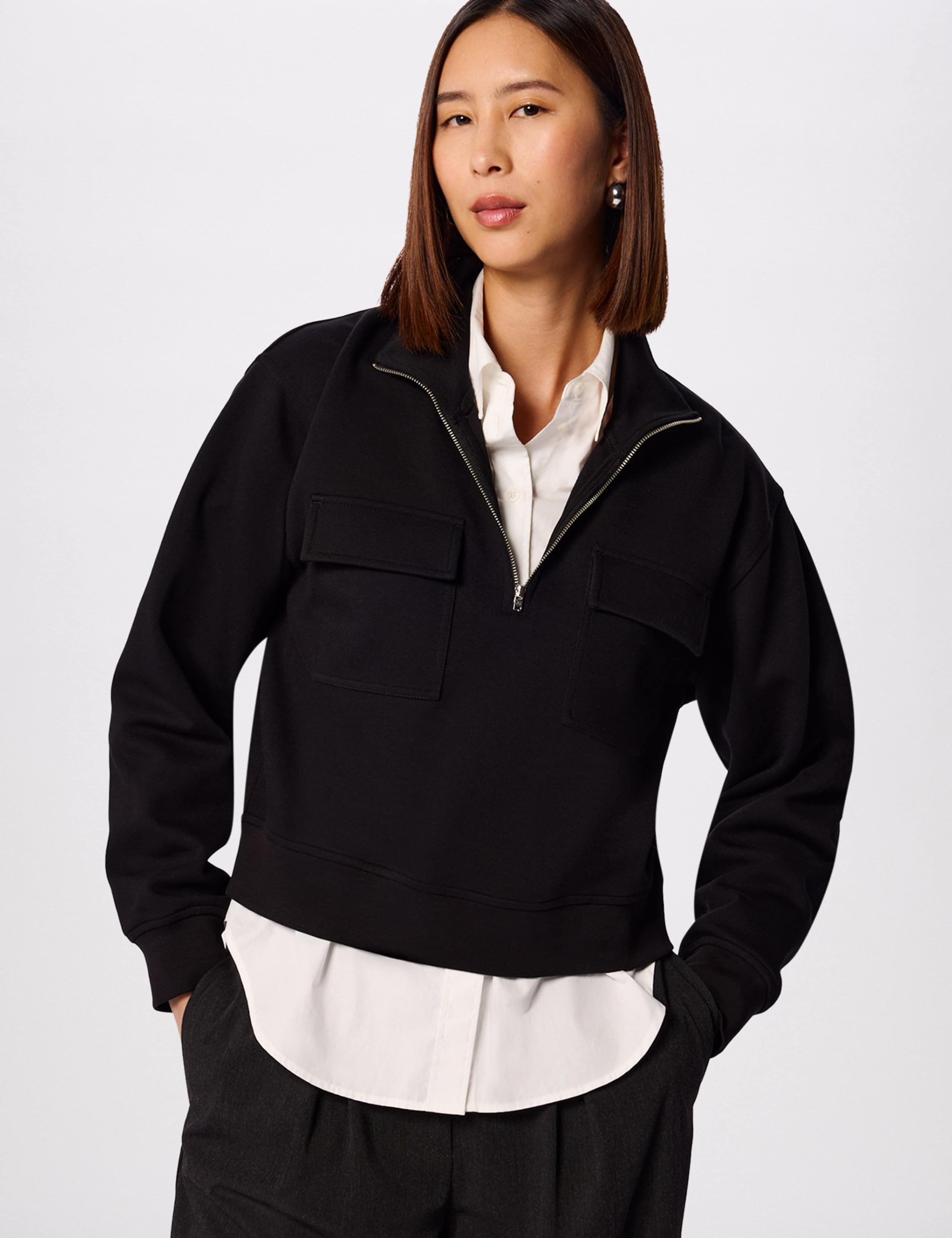 Cotton Rich Funnel Neck Quarter Zip Sweatshirt