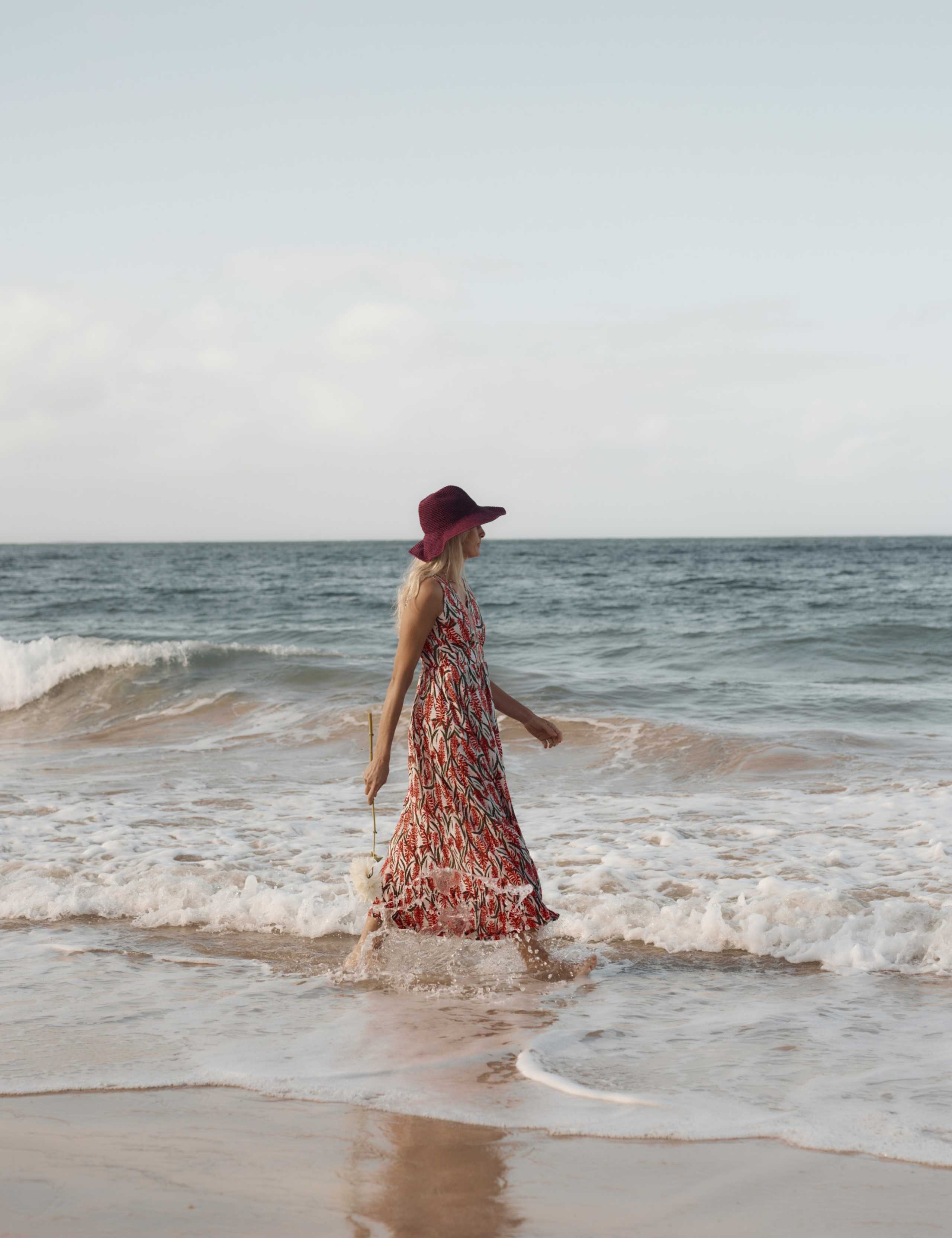 Pure Cotton Floral Midaxi Waisted Dress