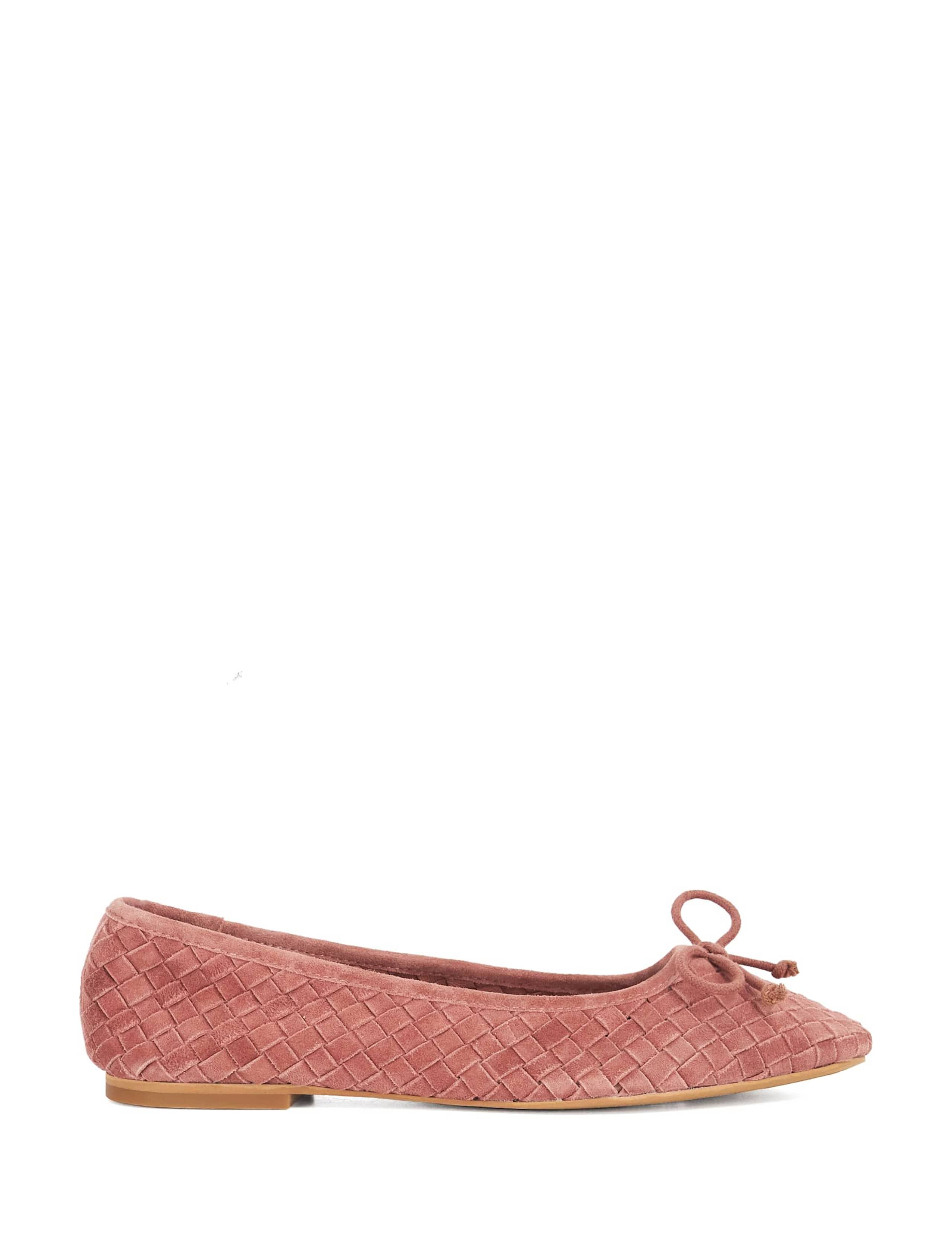 Leather Woven Slip On Flat Ballet Pumps