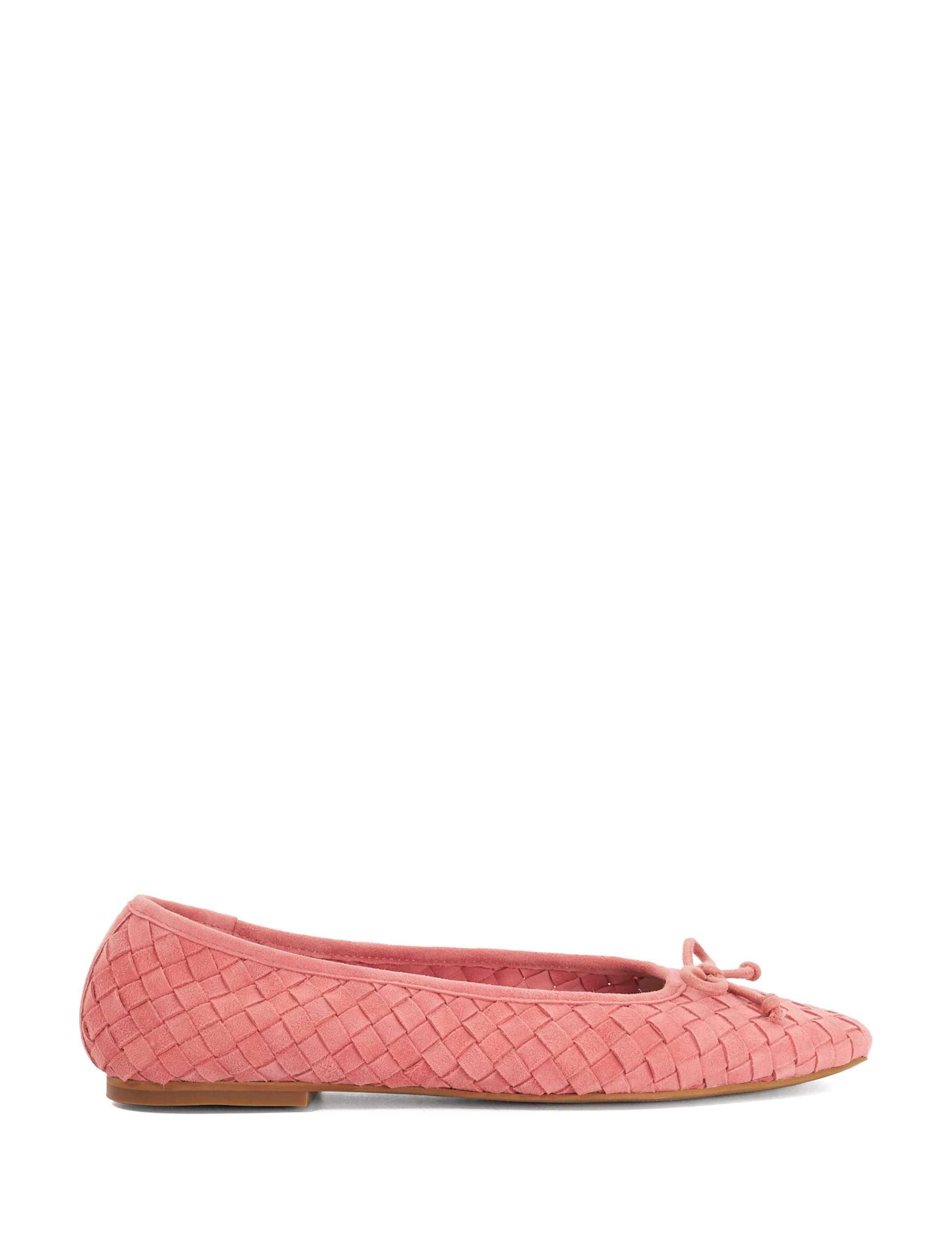 Leather Woven Slip On Flat Ballet Pumps