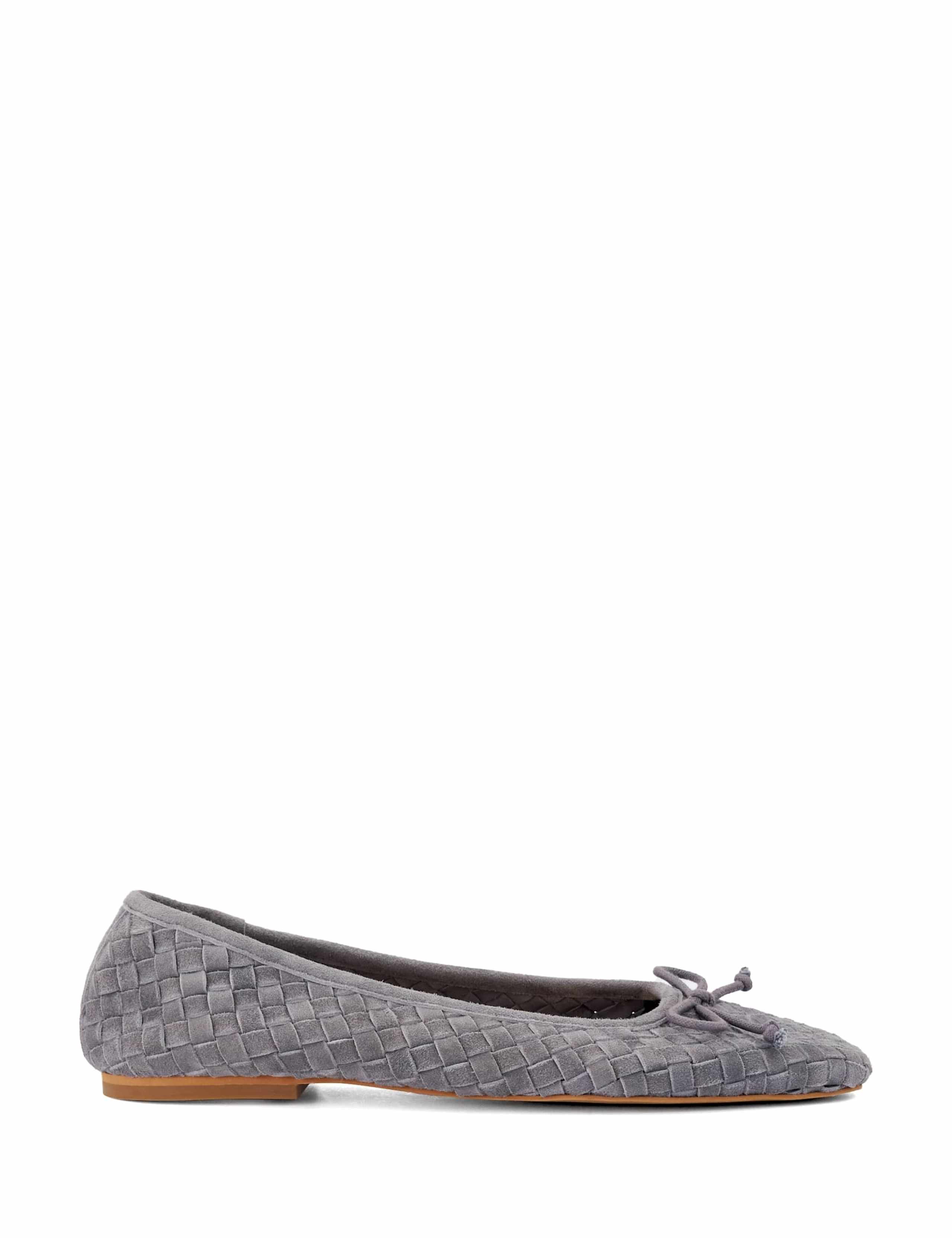Leather Woven Slip On Flat Ballet Pumps
