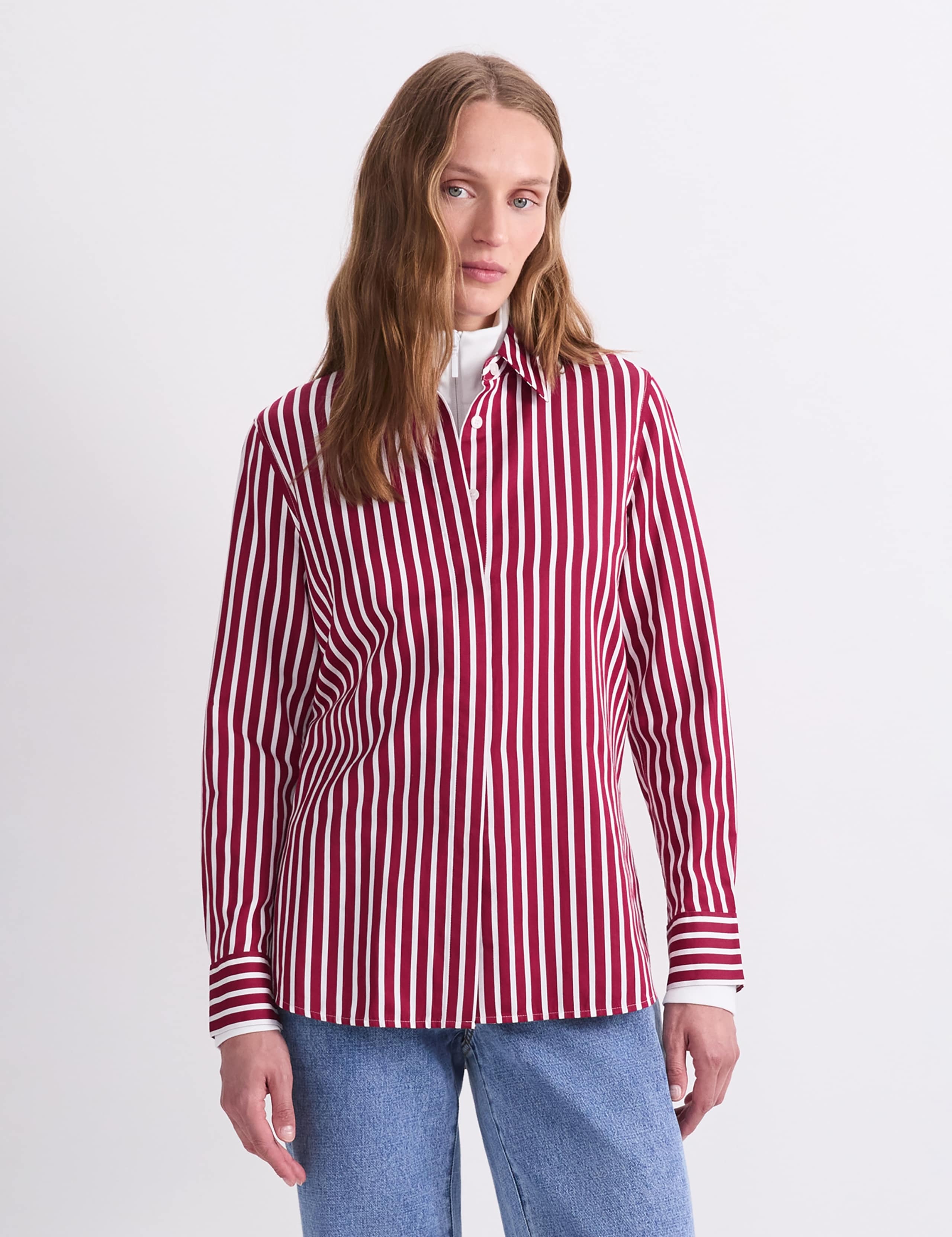 Cotton Rich Striped Shirt with Silk
