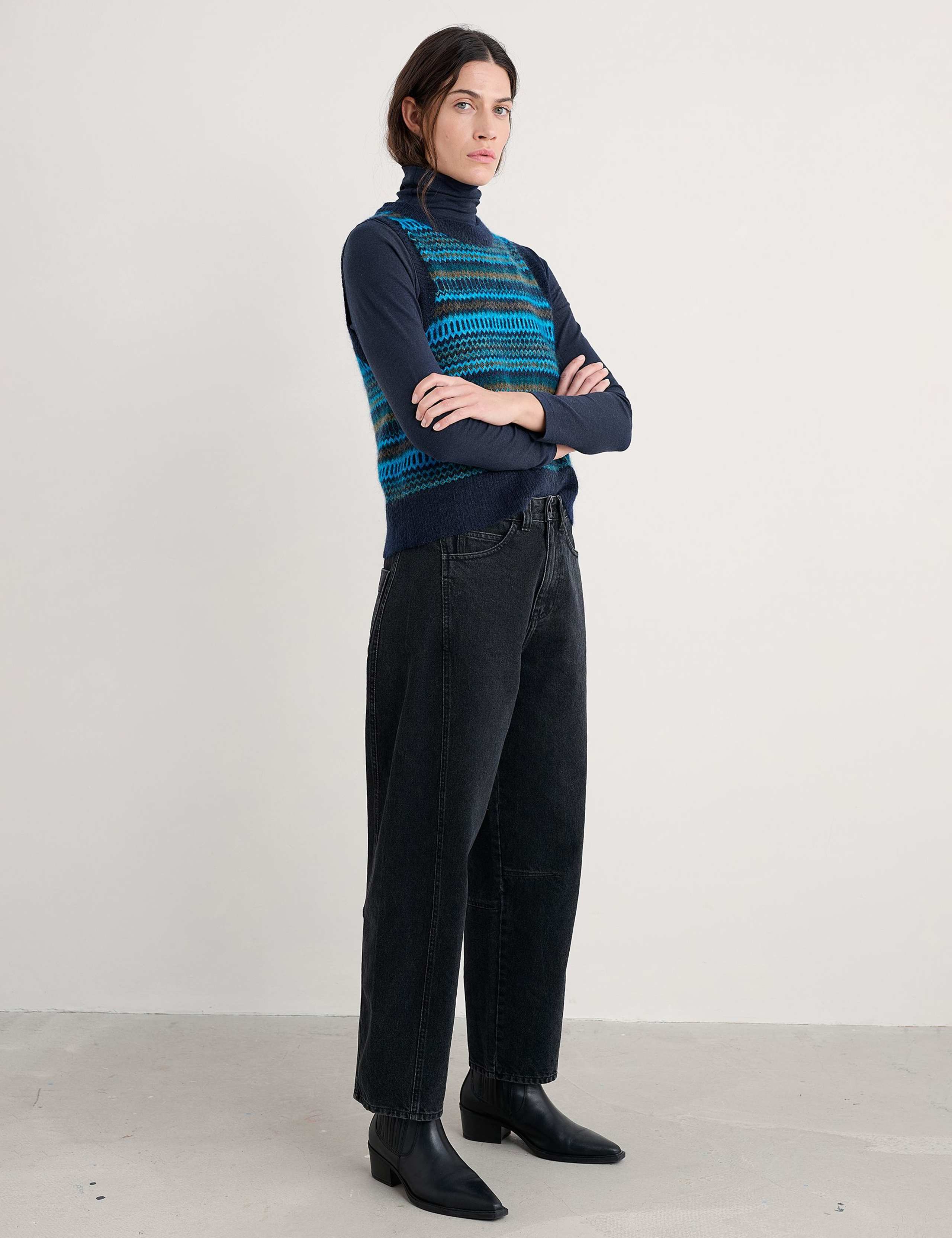 Wool Blend Crew Neck Knitted Vest