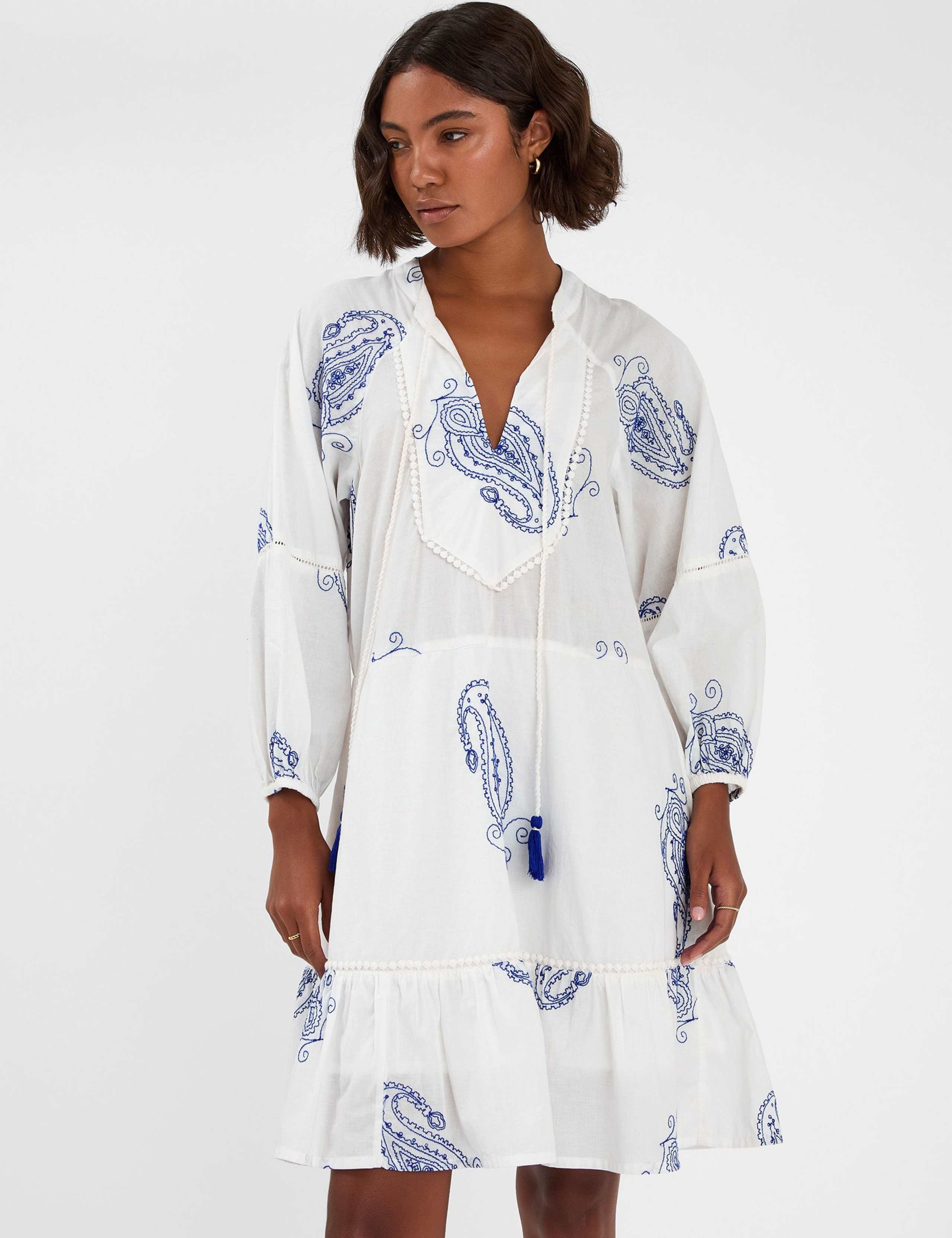 Pure Cotton Embroidered Mini Beach Dress