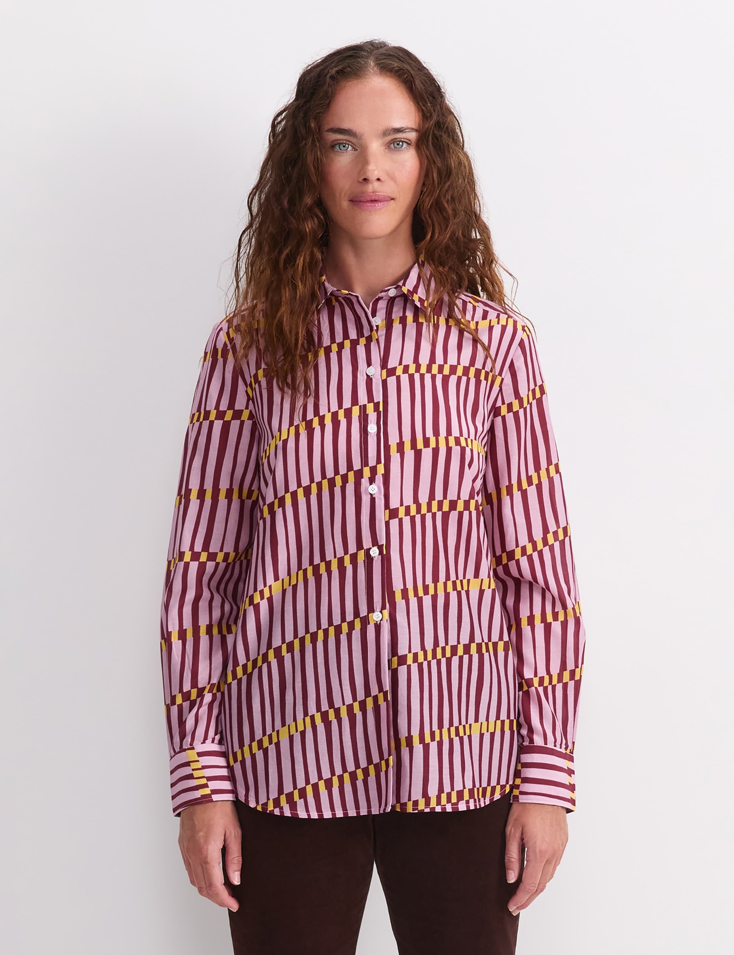 Cotton Rich Geometric Shirt with Silk