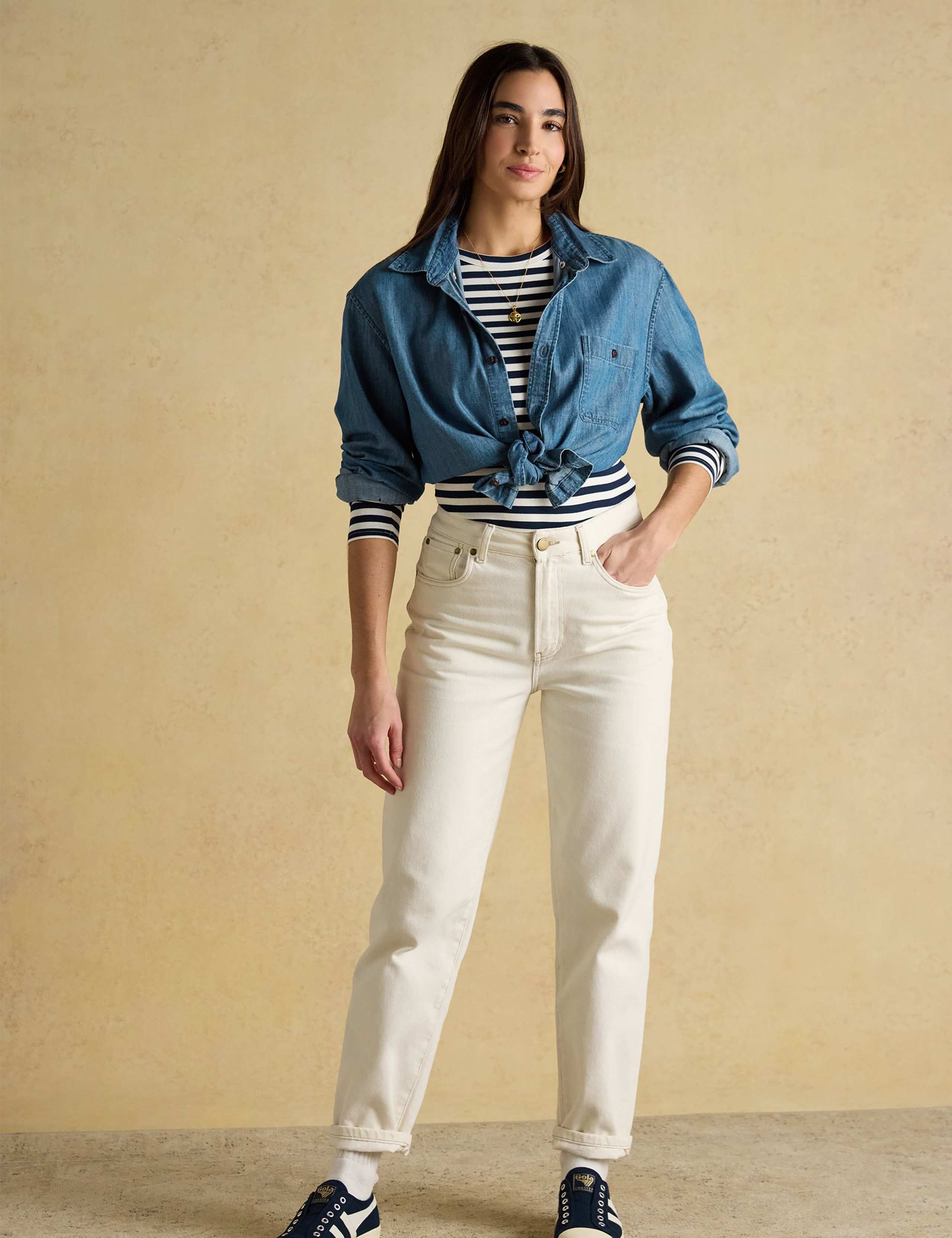 Cotton Rich Striped Ribbed Top