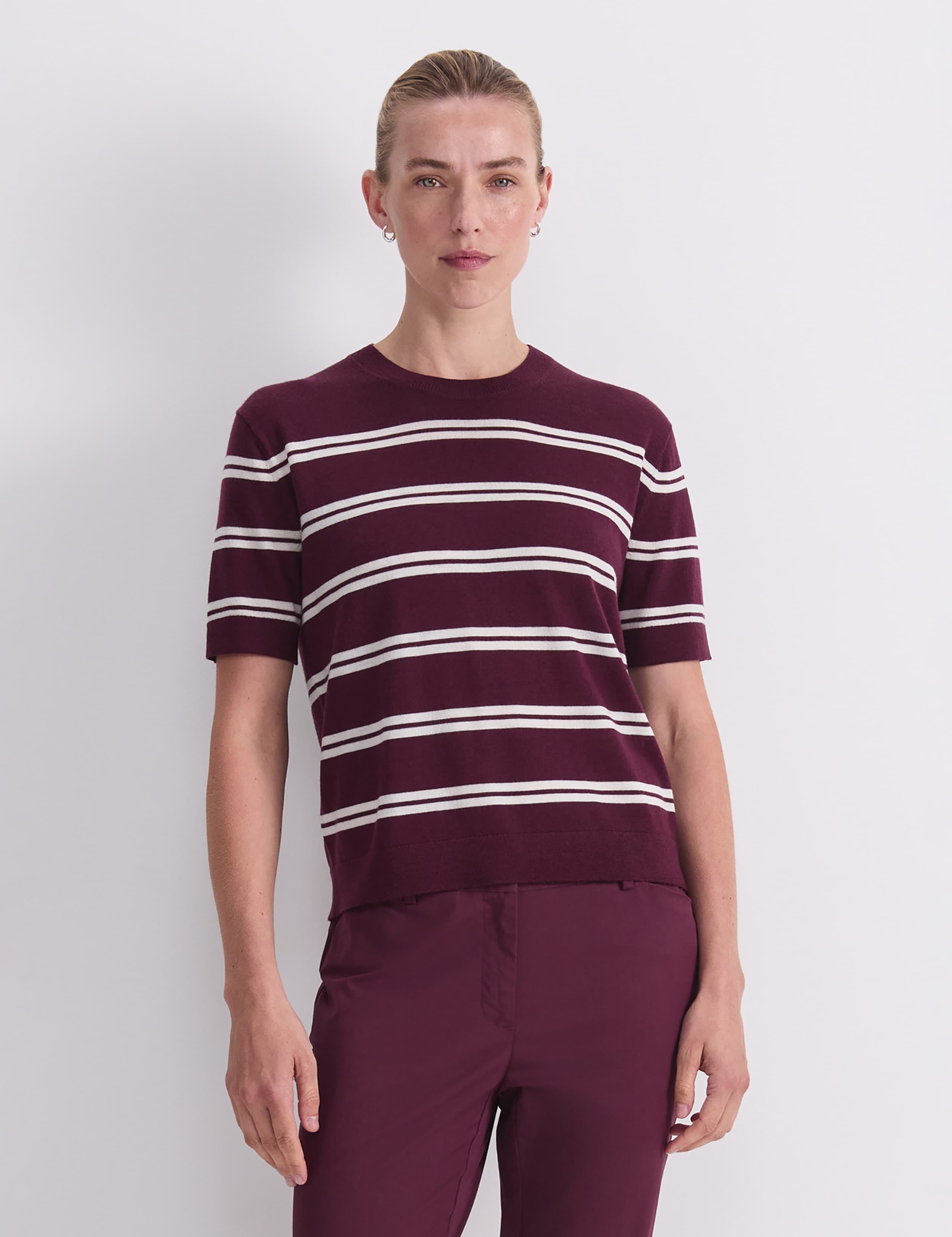 Pure Wool Striped Knitted T-Shirt