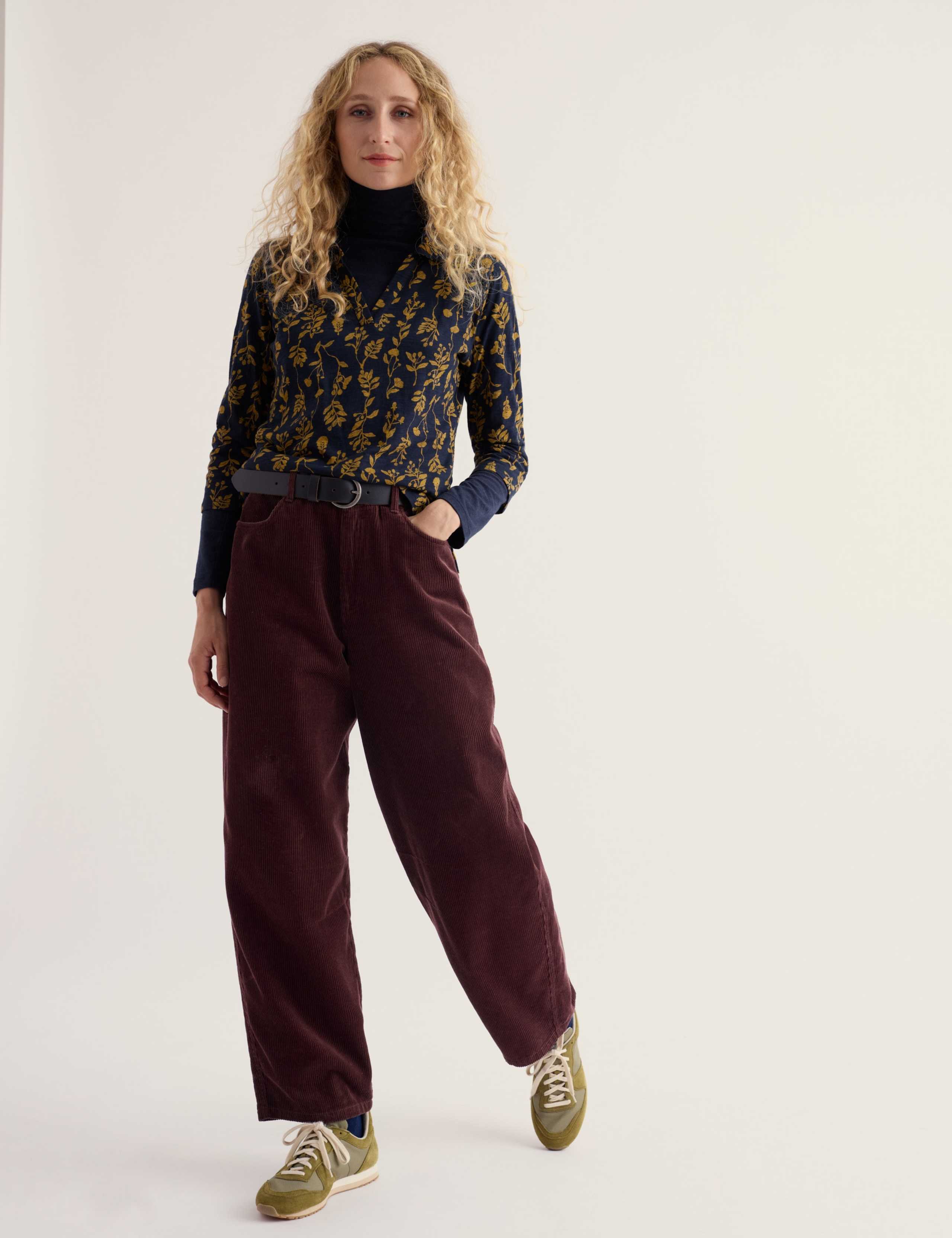 Pure Cotton Jersey Floral Notch Neck Shirt