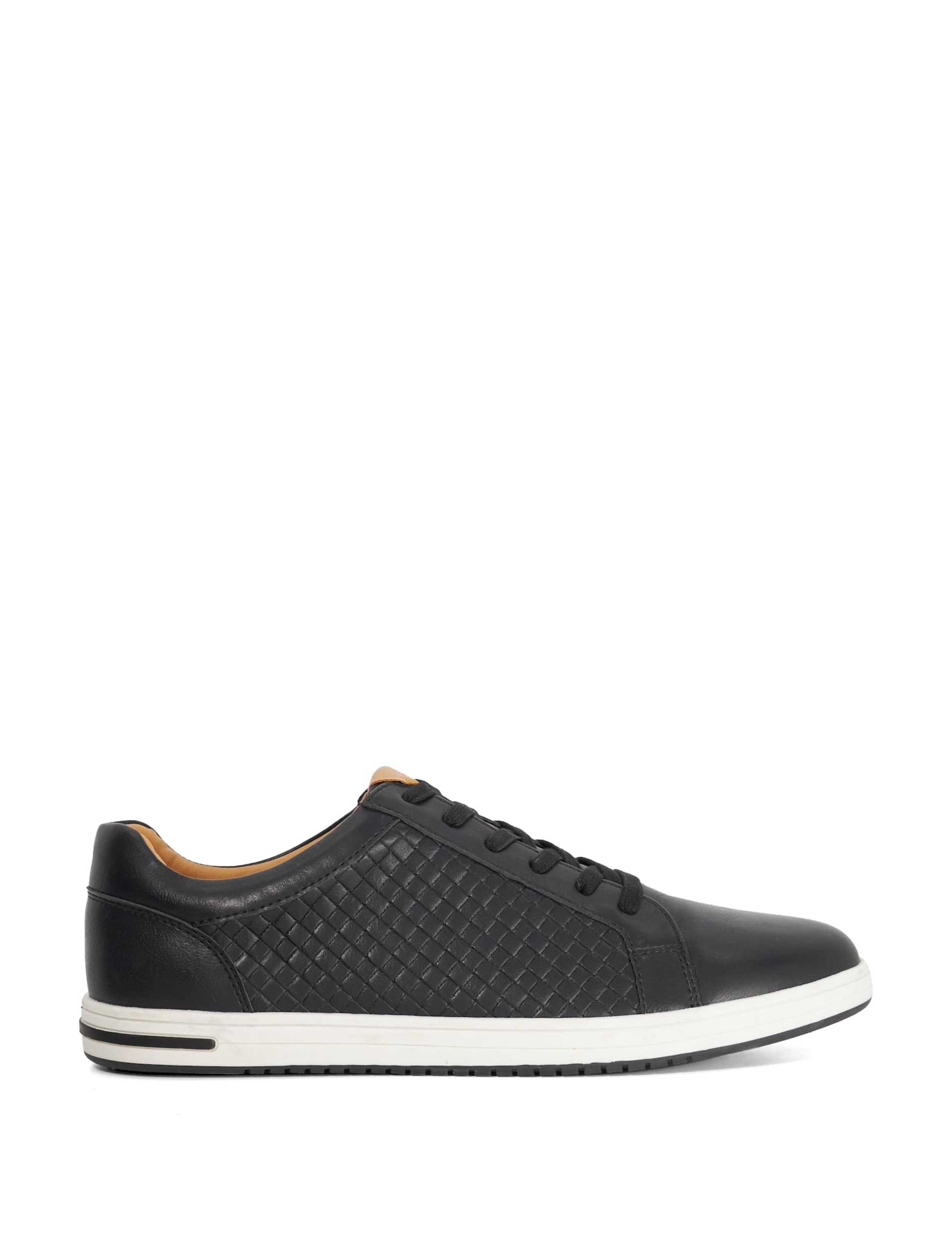 Wide Fit Faux Leather Lace Up Trainers