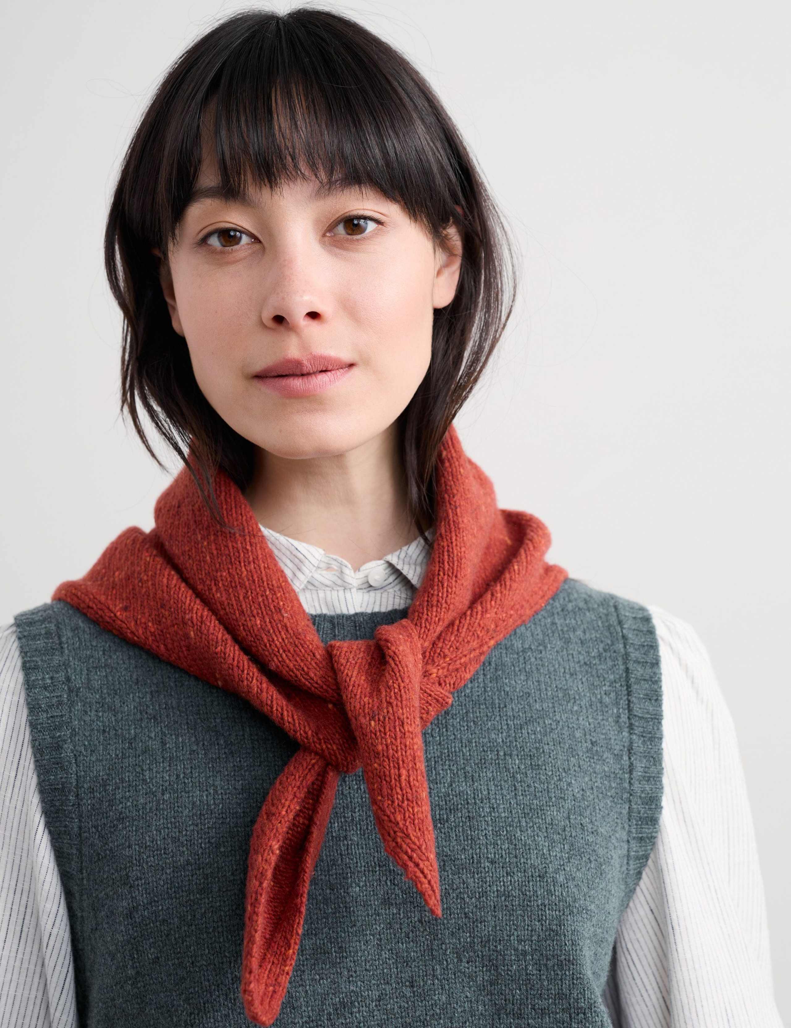 Merino Wool Rich Knitted Triangle Scarf