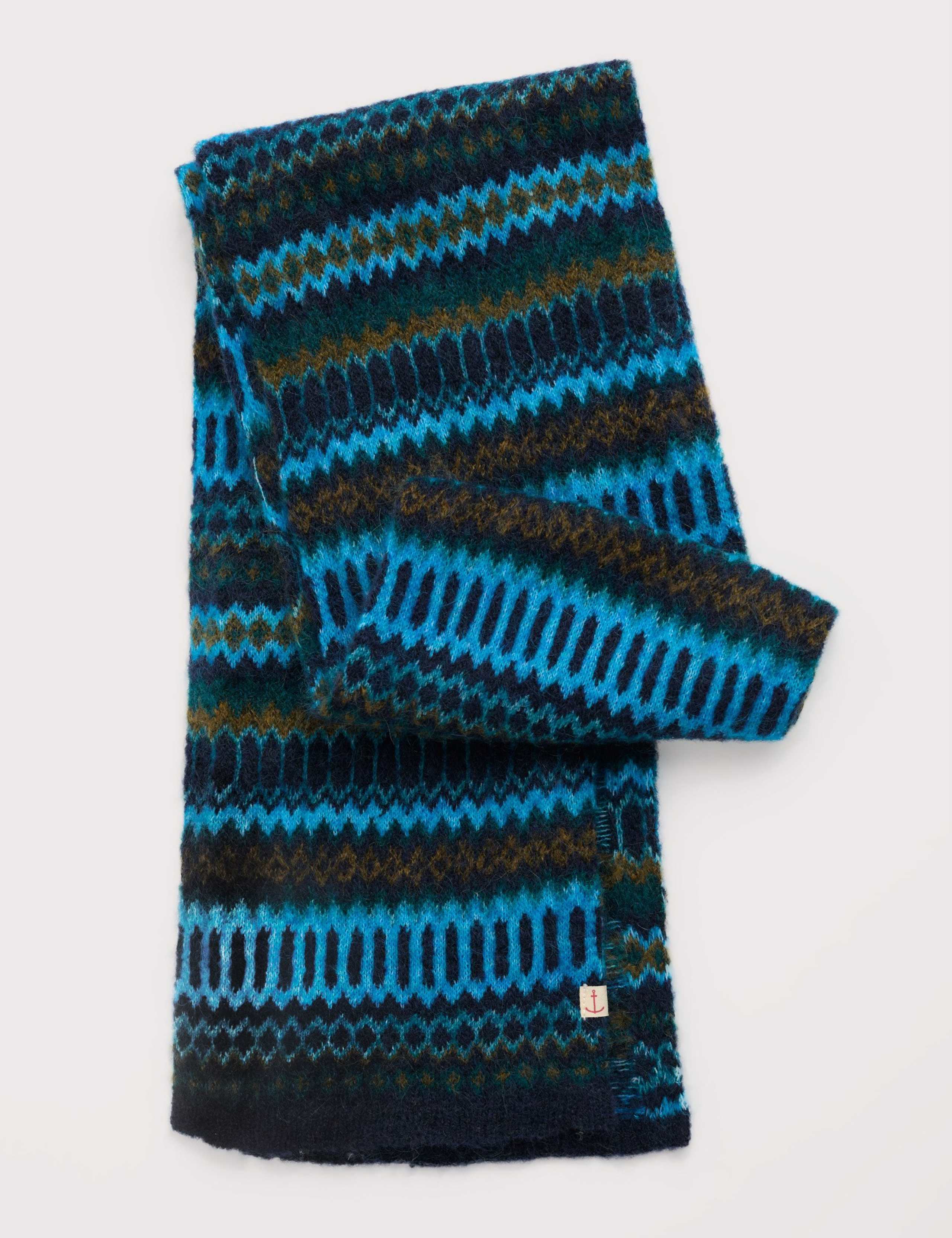 Mohair Blend Knitted Jacquard Skinny Scarf