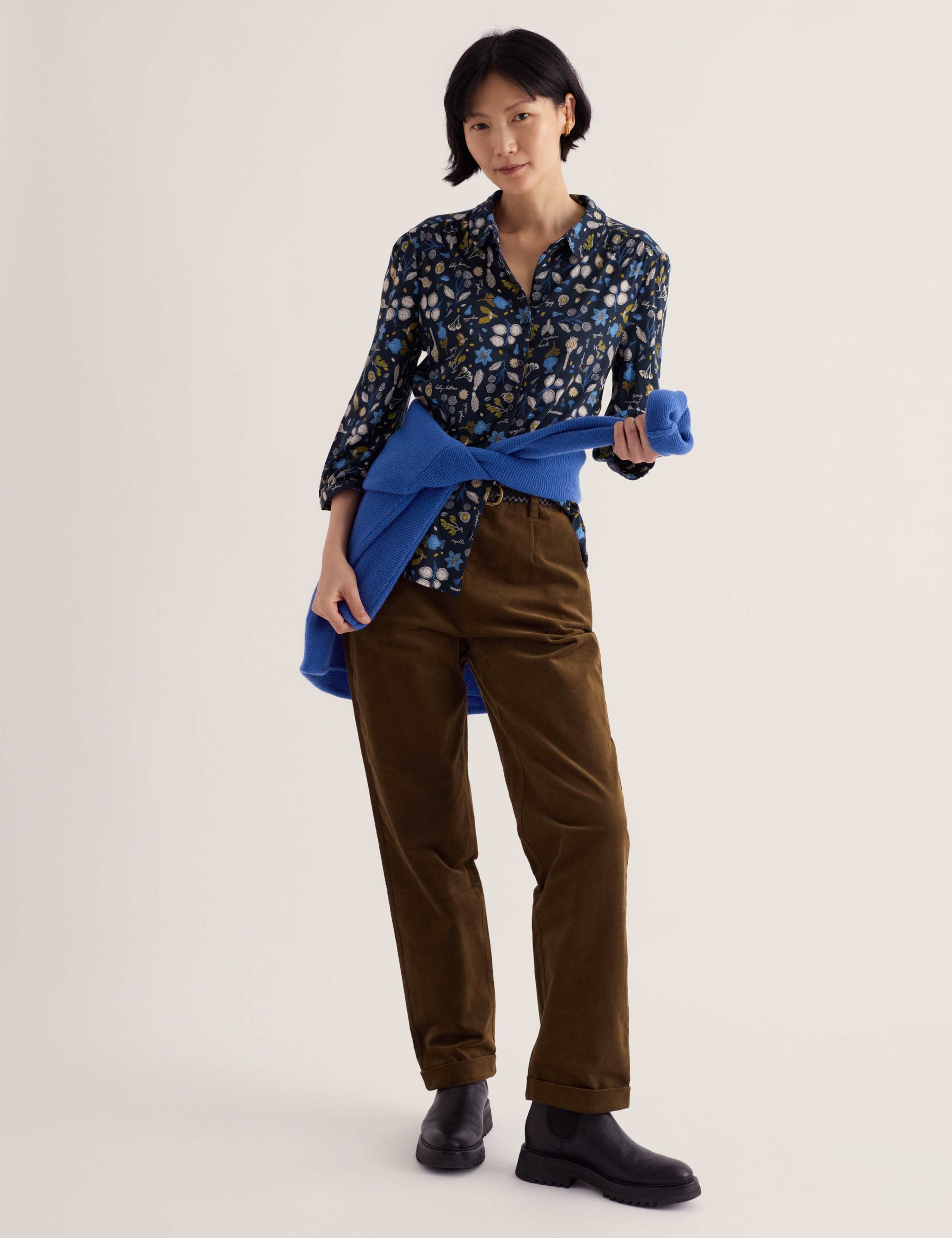 Cotton Rich Floral Collared Shirt
