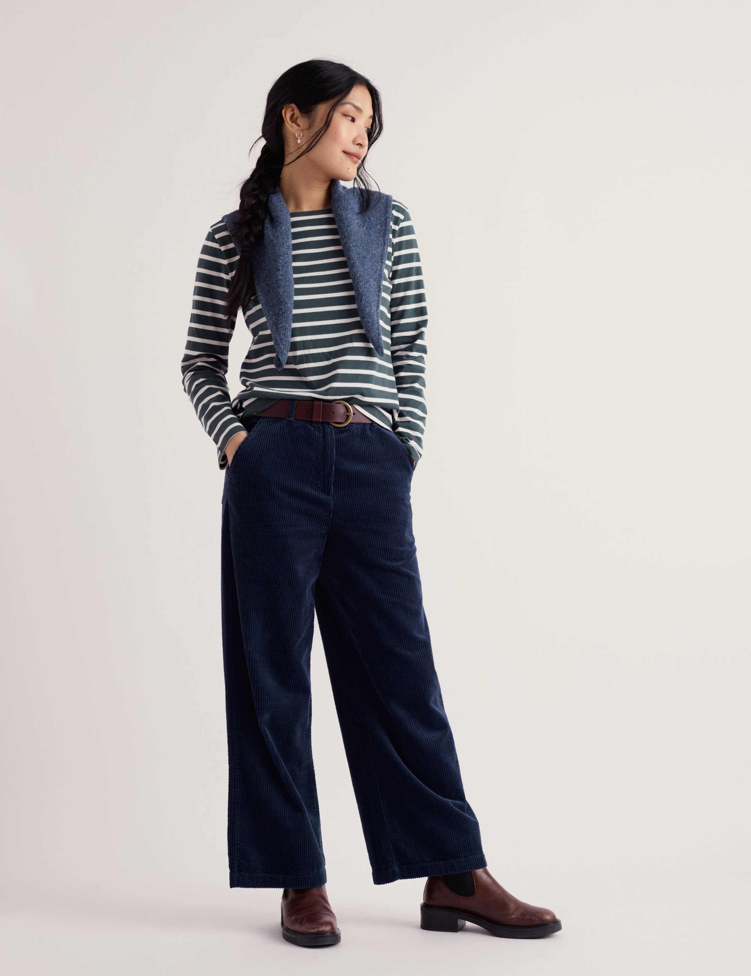 Pure Cotton Striped Crew Neck T-Shirt