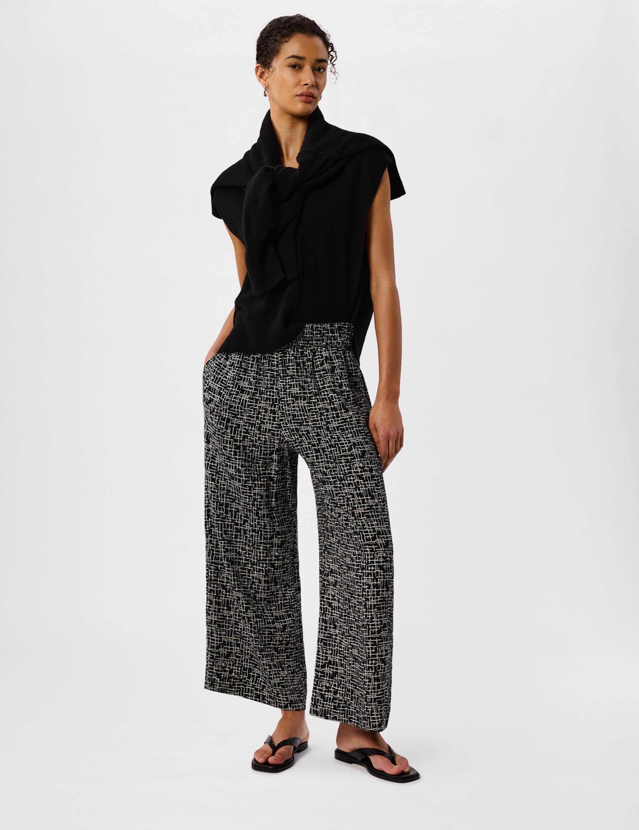 Pure Cotton Printed Wide Leg Trousers