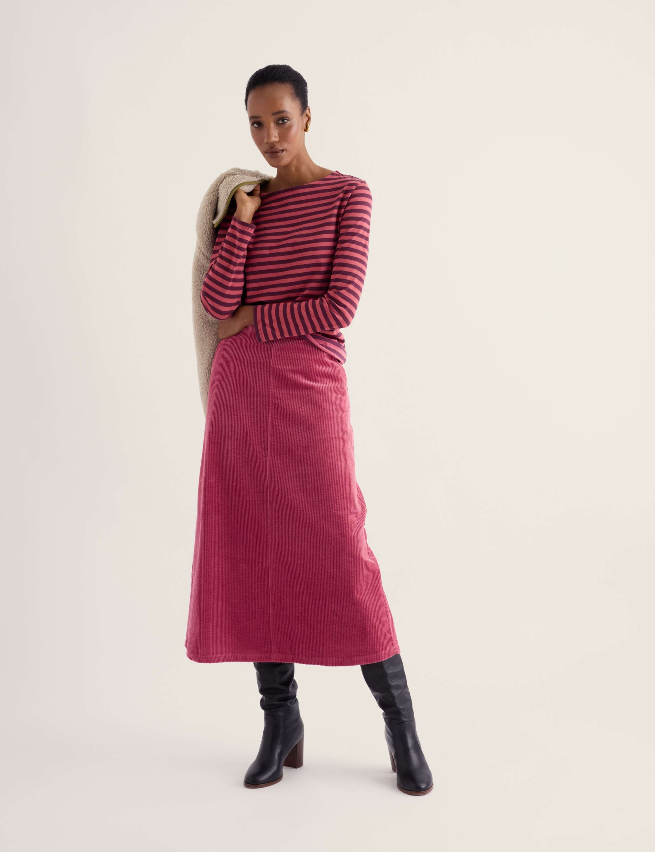 Pure Cotton Striped Crew Neck Top