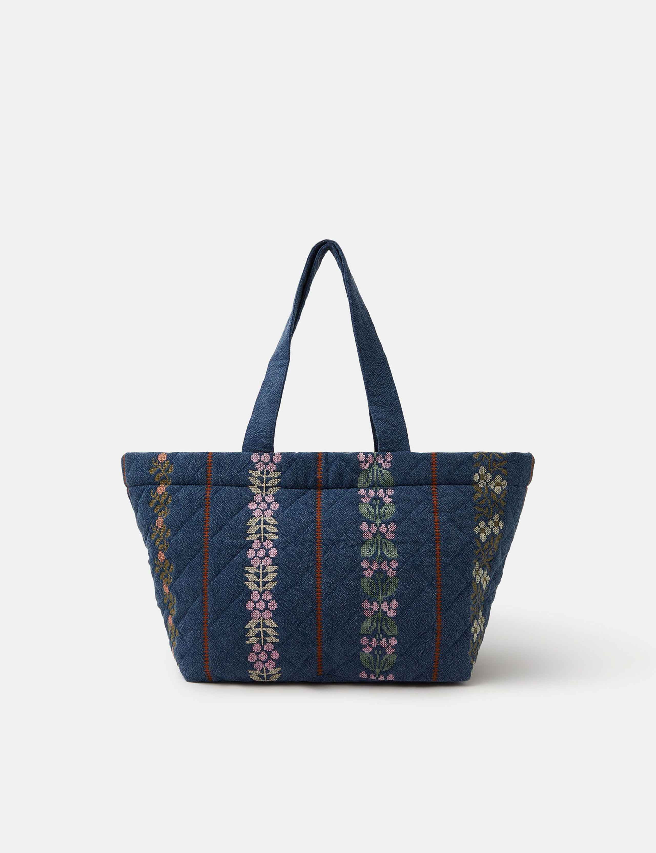 Denim Embroidered Shopper