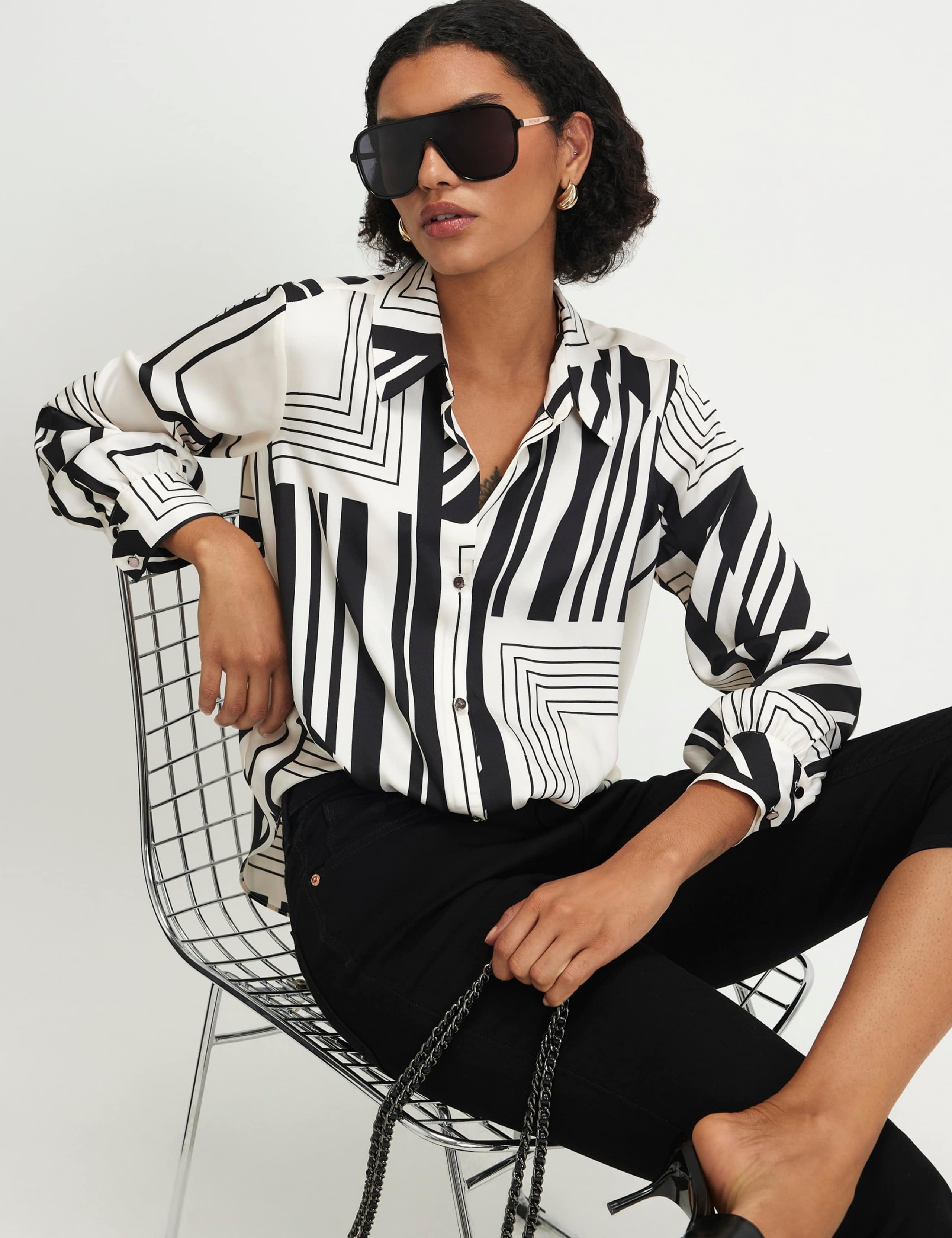 Striped Tucked Hem Shirt