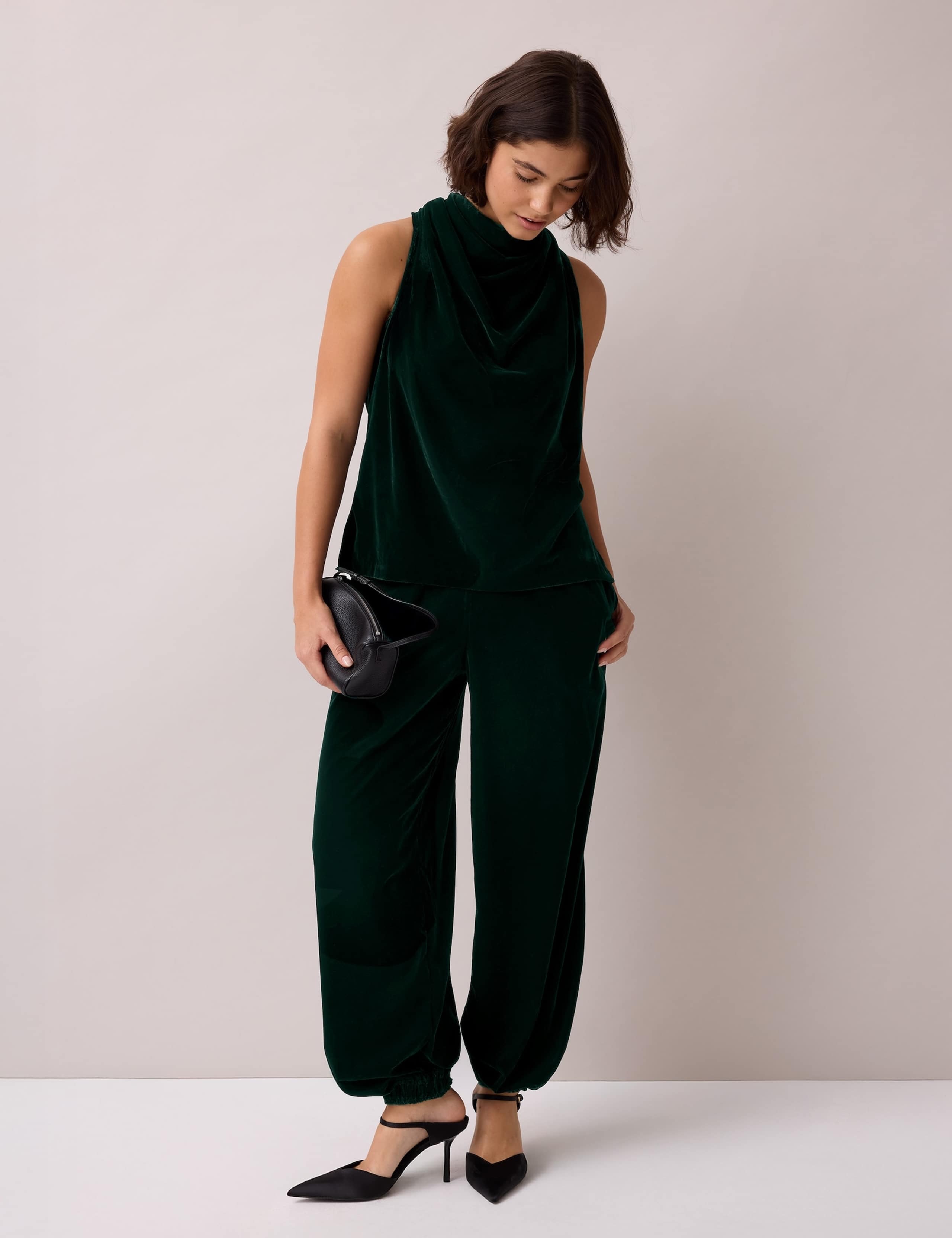 Velvet Elasticated Waist Balloon Trousers